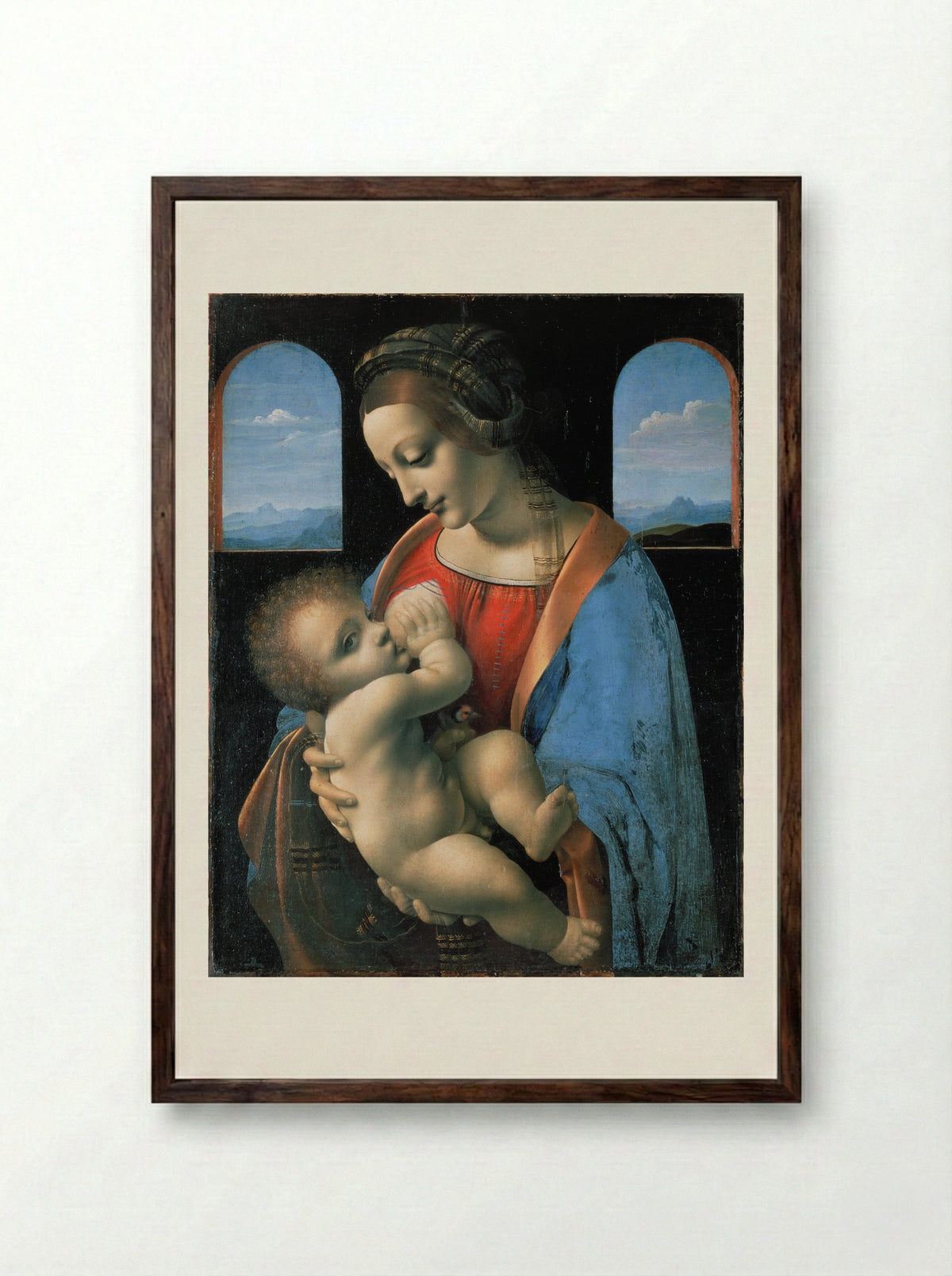Madonna Litta - Leonardo da Vinci - Framed Print Dark Wood