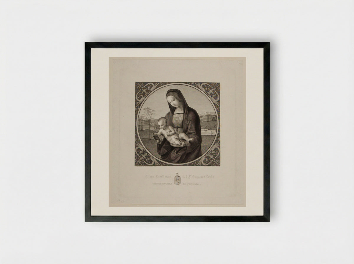 Madonna Staffa (After Raphael) - Samuel Amsler - Framed Print Black