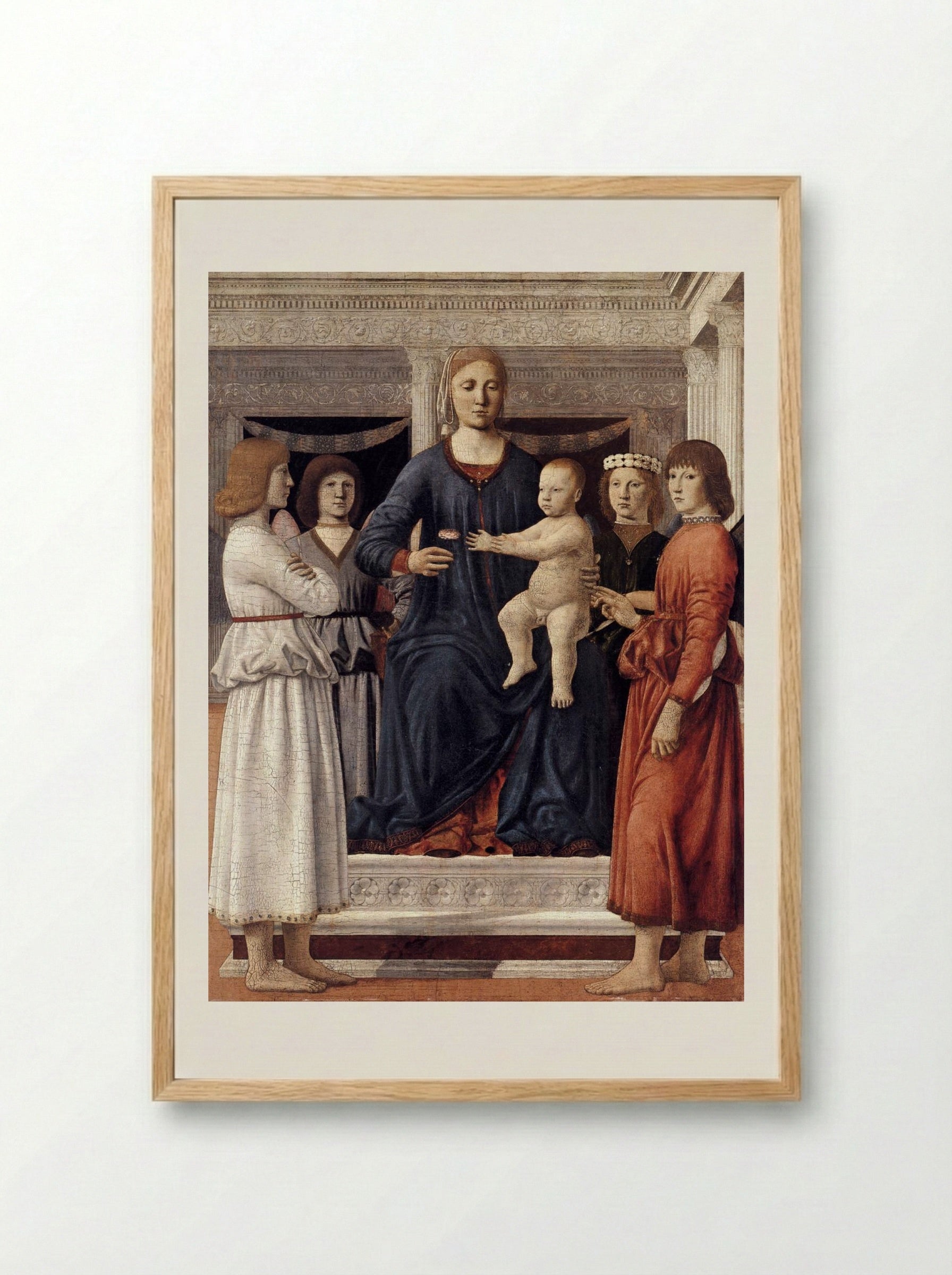 Madonna and Child Attended by Angels - Piero della Francesca - Framed Print Wood