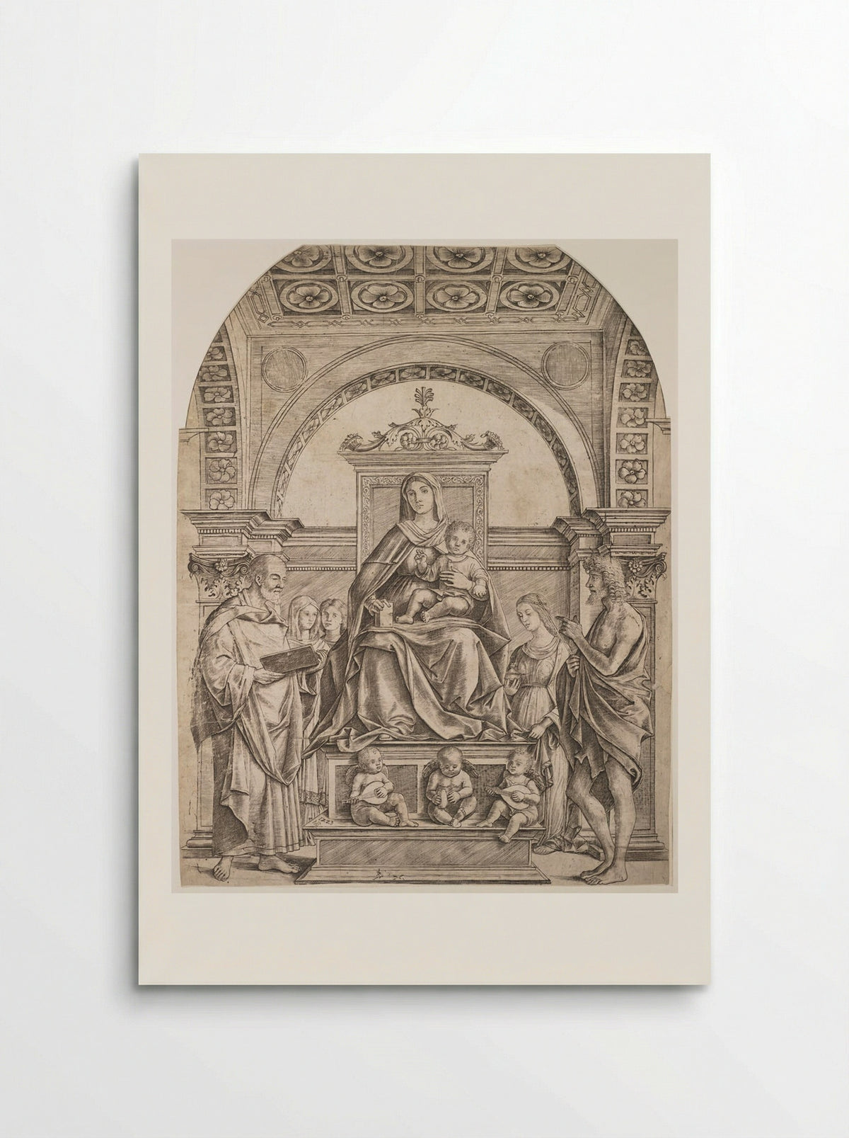 Madonna and Child Enthroned with Saints and Angels - Girolamo Mocetto - Poster