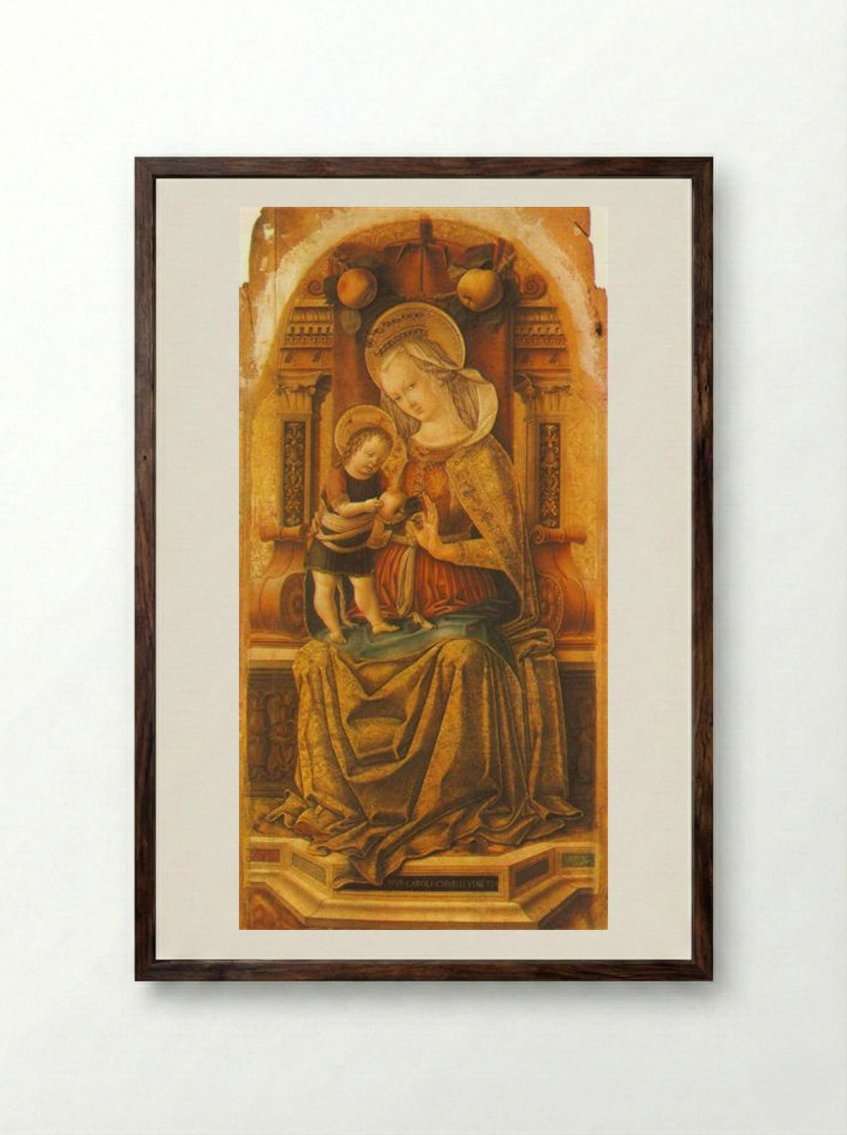 Madonna and Child Enthroned - Carlo Crivelli - Framed Print Dark Wood