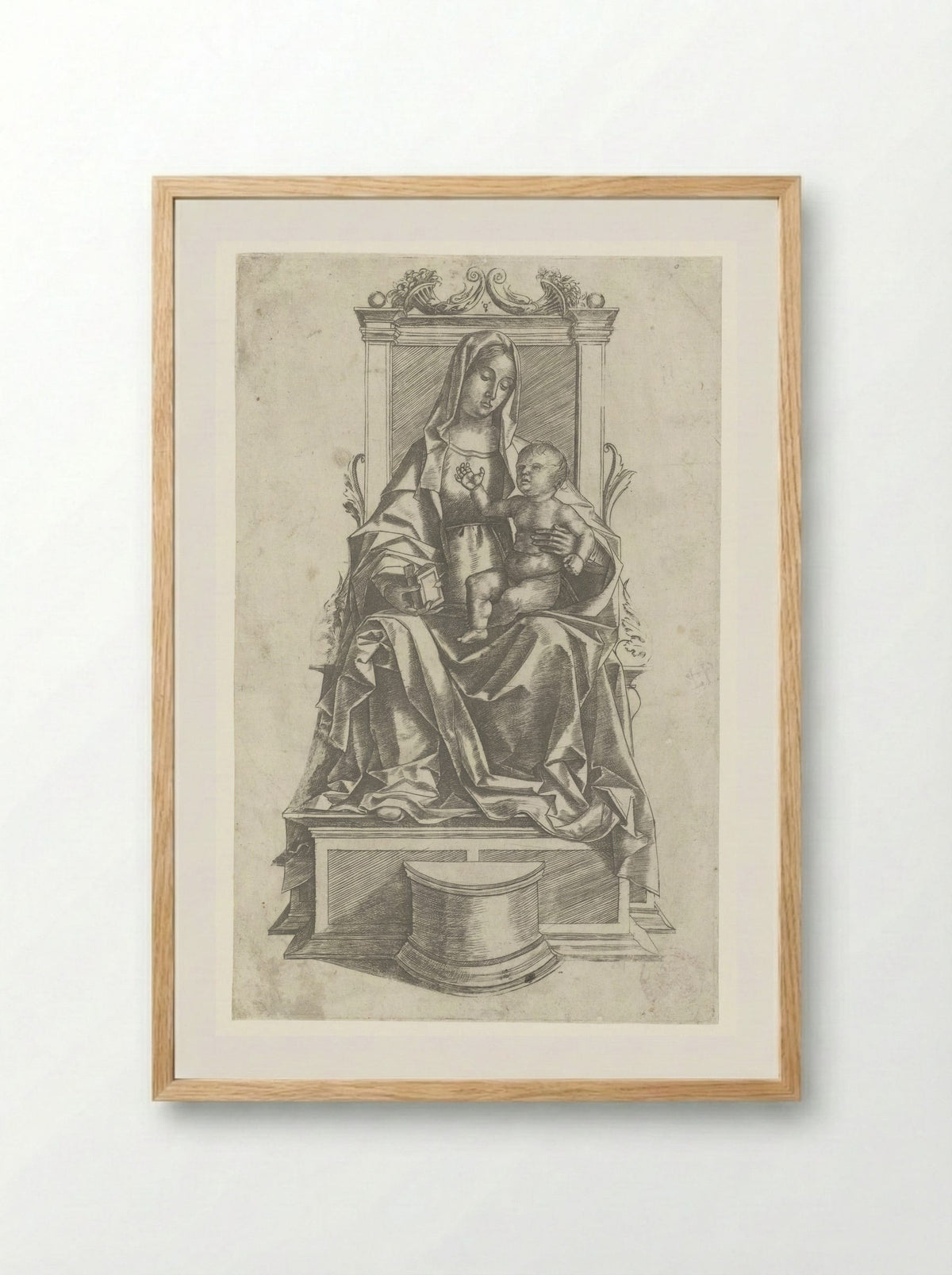 Madonna and Child Enthroned - Girolamo Mocetto - Framed Print Wood