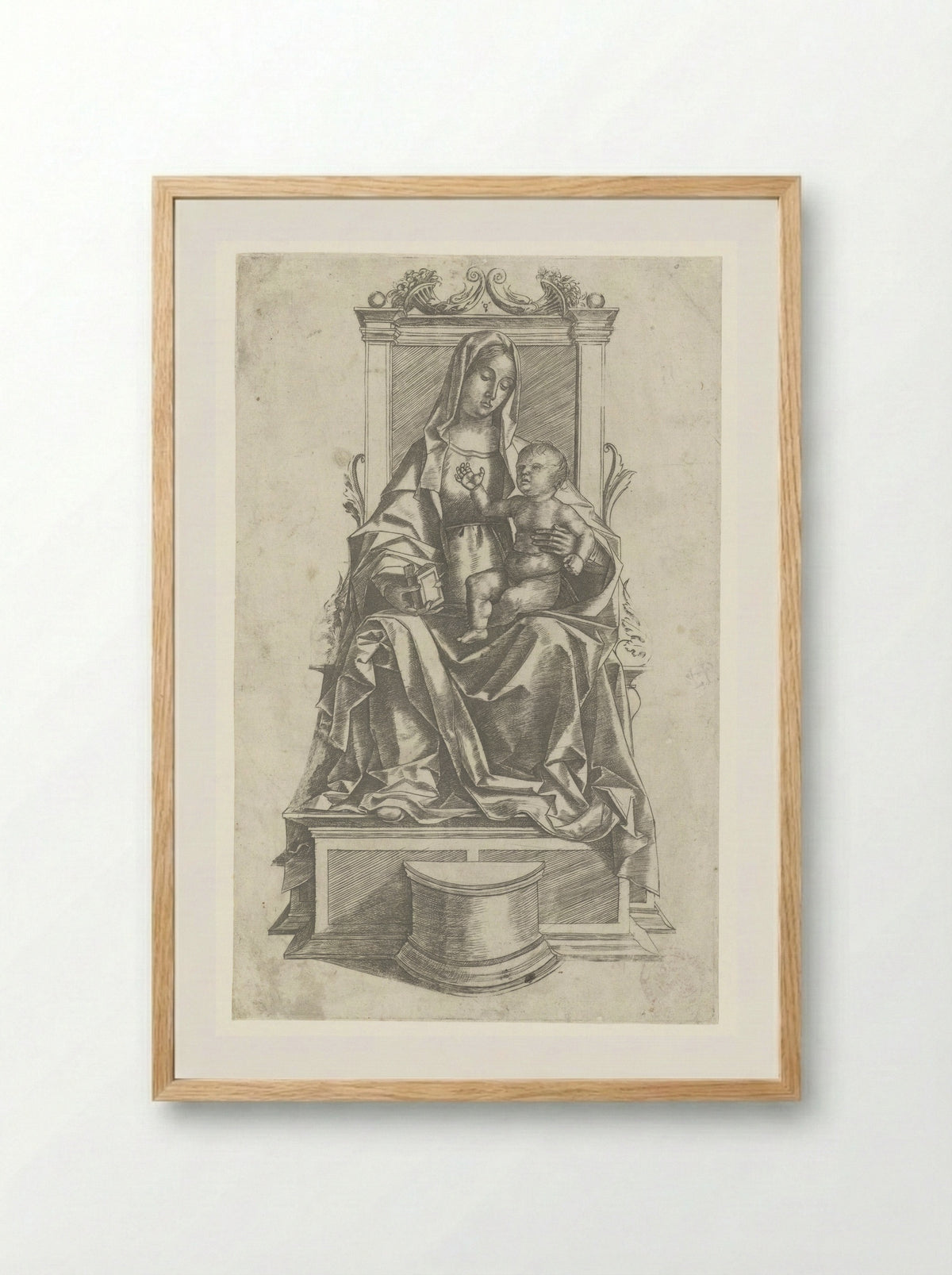 Madonna and Child Enthroned - Girolamo Mocetto - Framed Print Wood