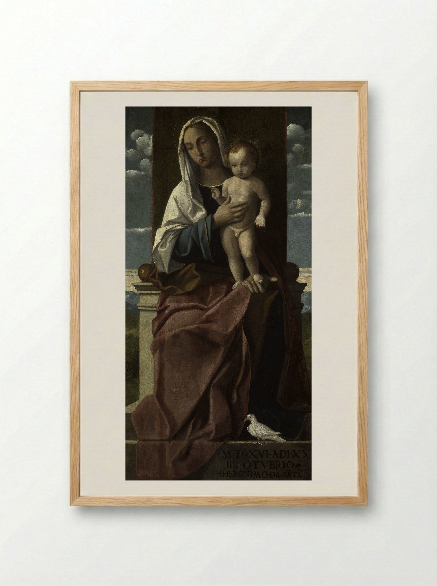 Madonna and Child Enthroned - Girolamo da Santacroce - Framed Print Wood