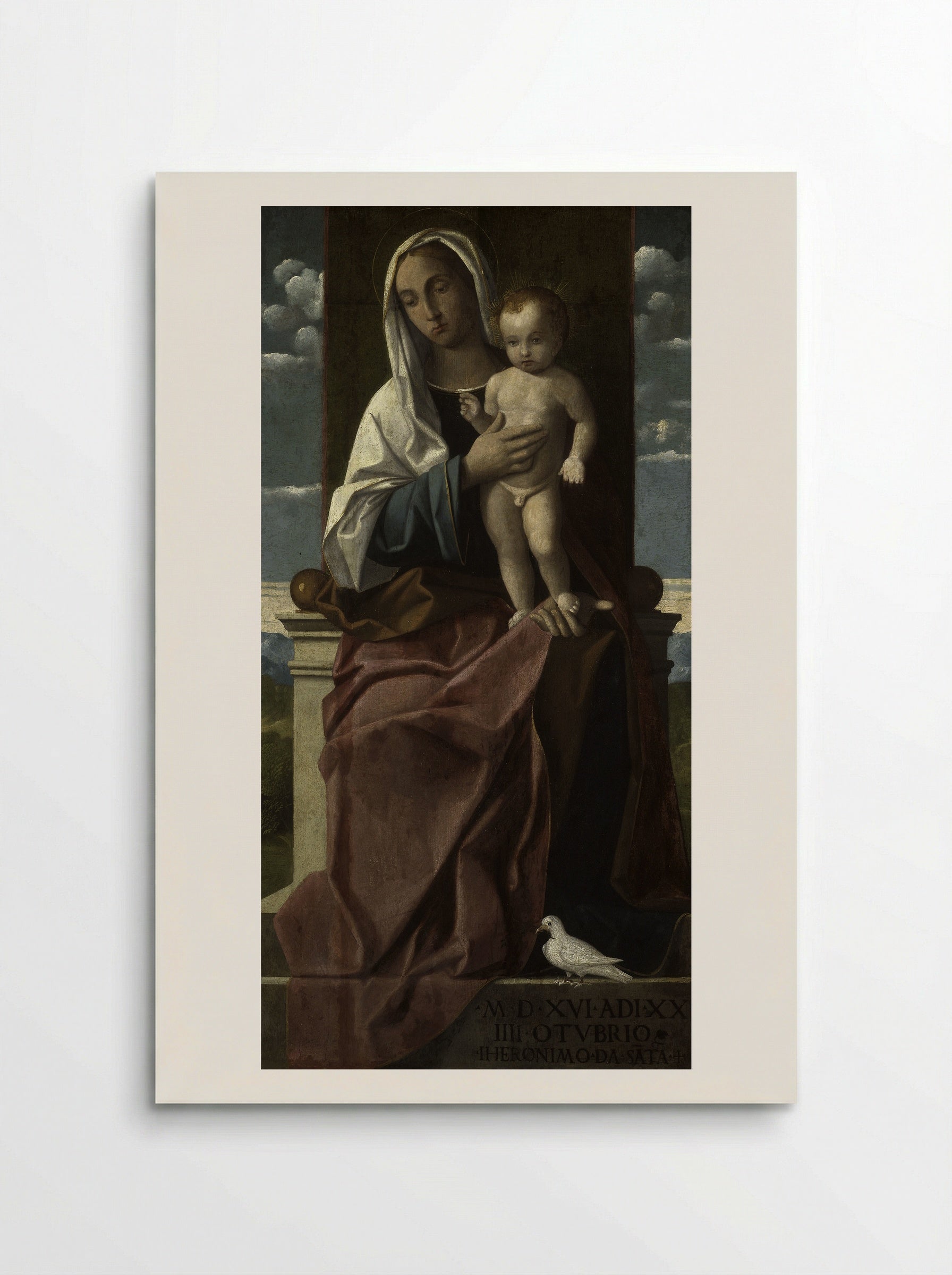 Madonna and Child Enthroned - Girolamo da Santacroce - Poster
