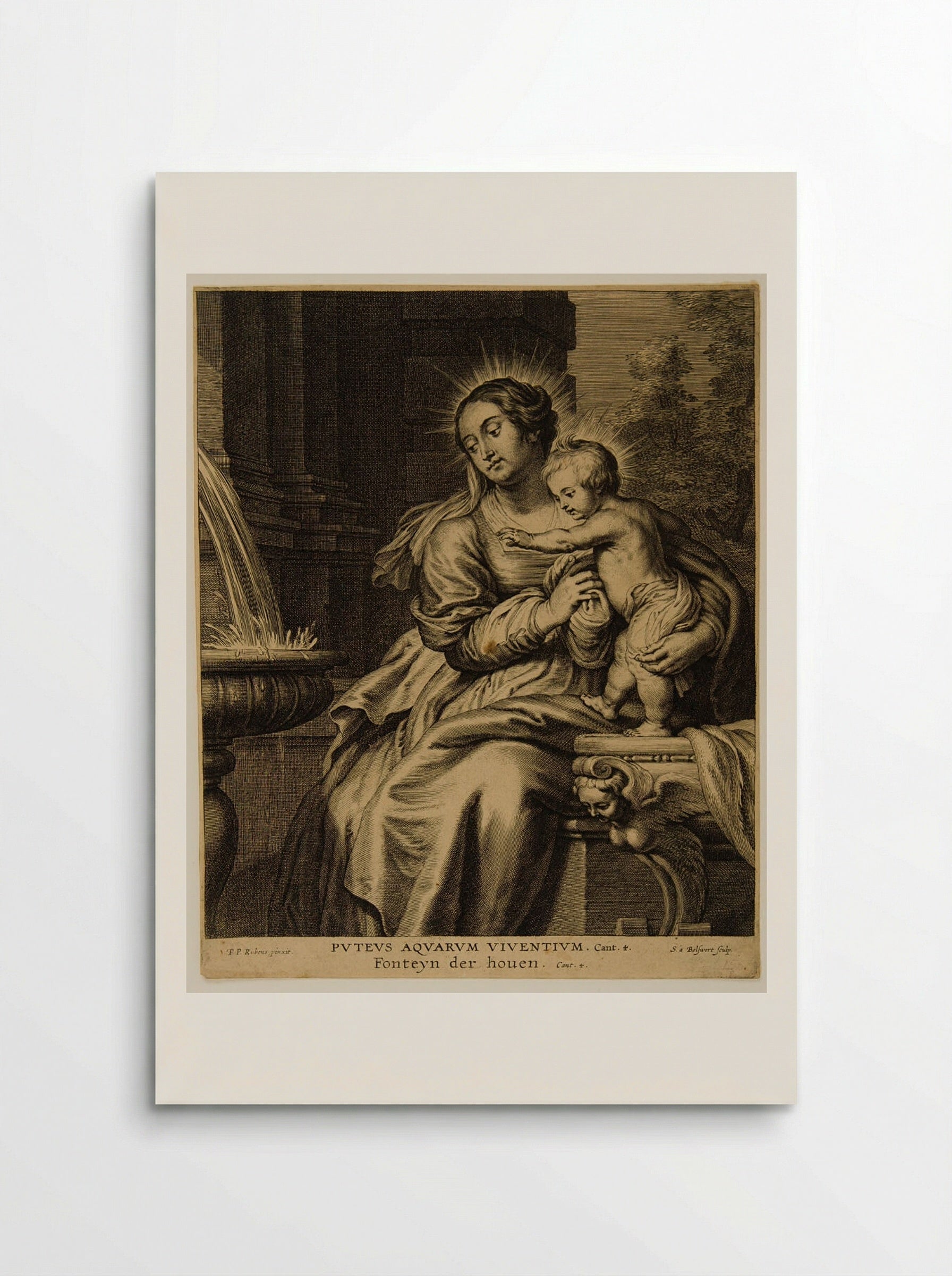 Madonna and Child by the Fountain - Schelte Adamsz. Bolswert - Poster