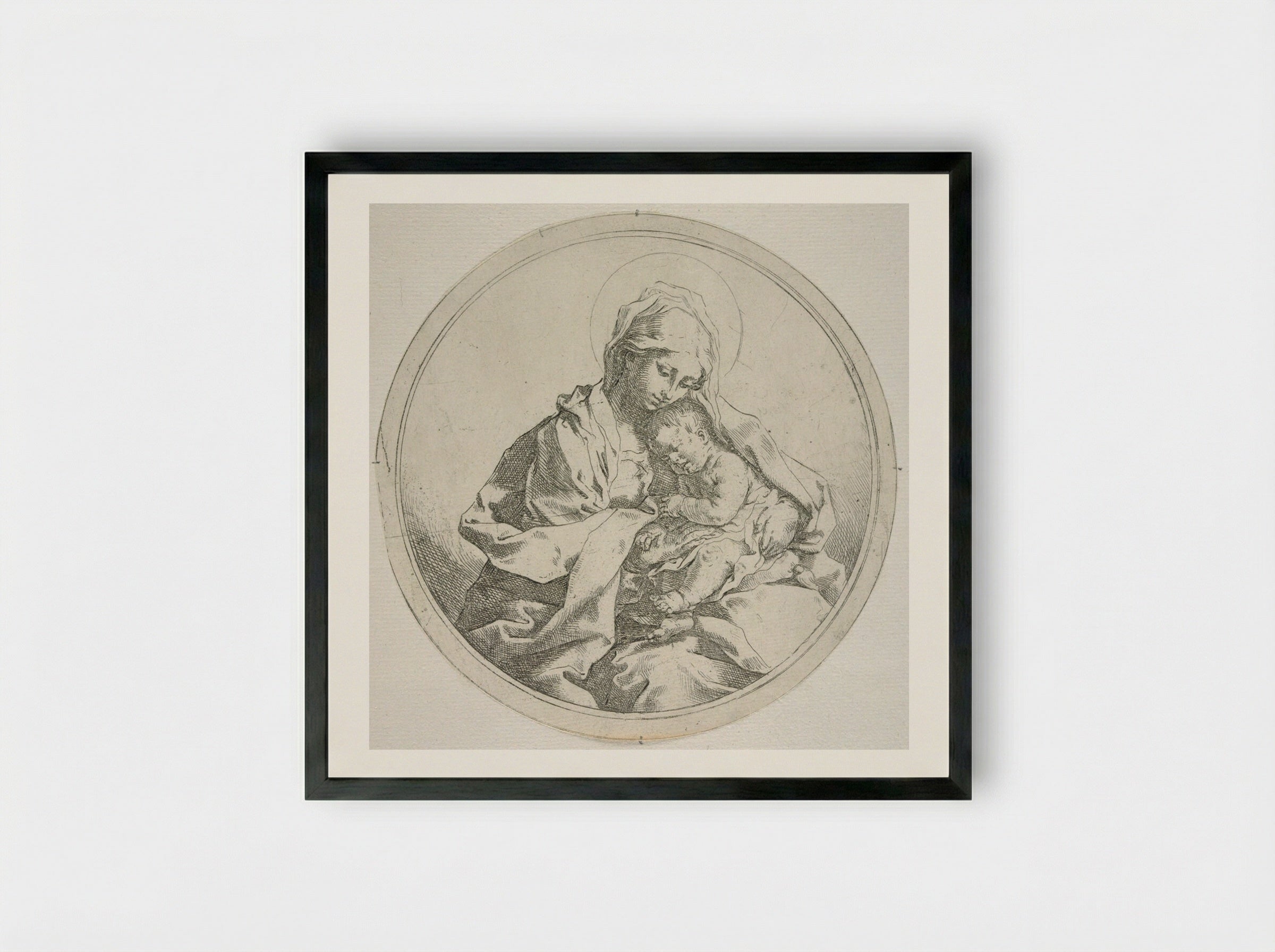 Madonna and Child in the Round - Guido Reni - Framed Print Black