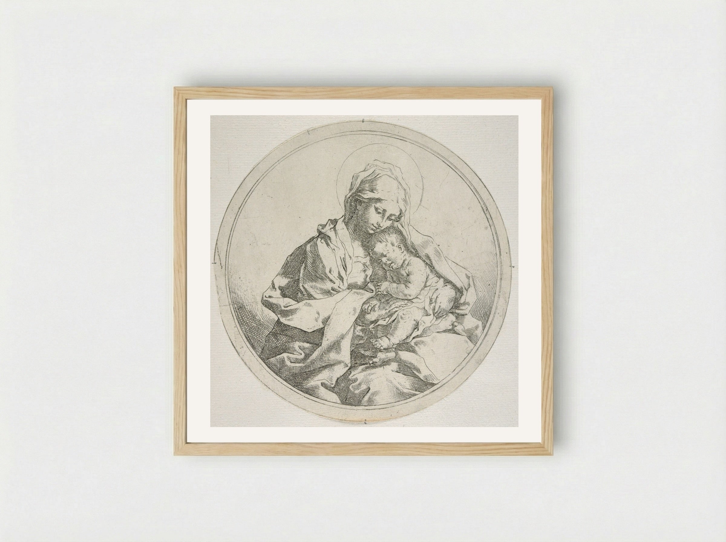 Madonna and Child in the Round - Guido Reni - Framed Print Wood