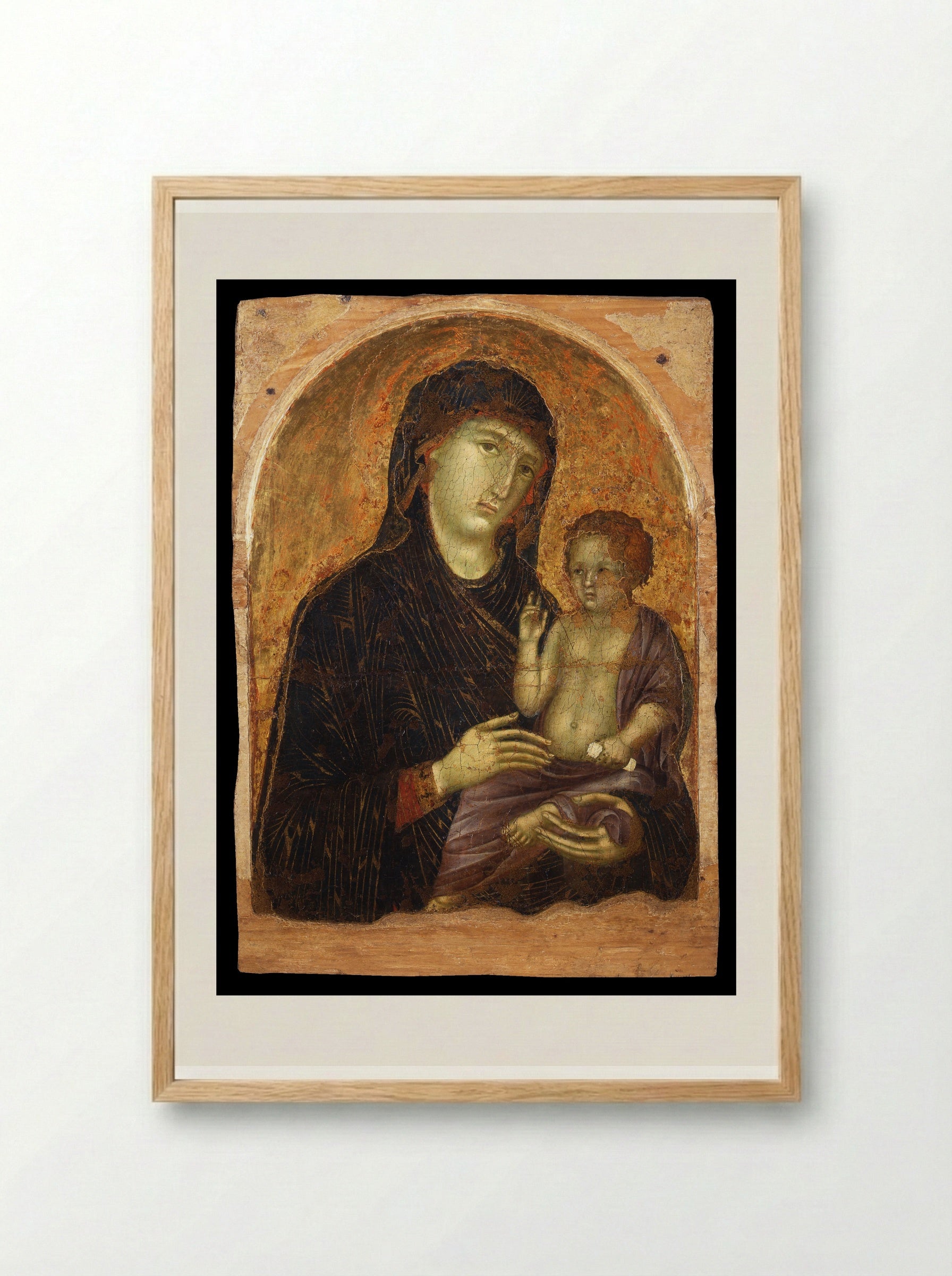 Madonna and Child on a Throne - Duccio di Buoninsegna - Framed Print Wood