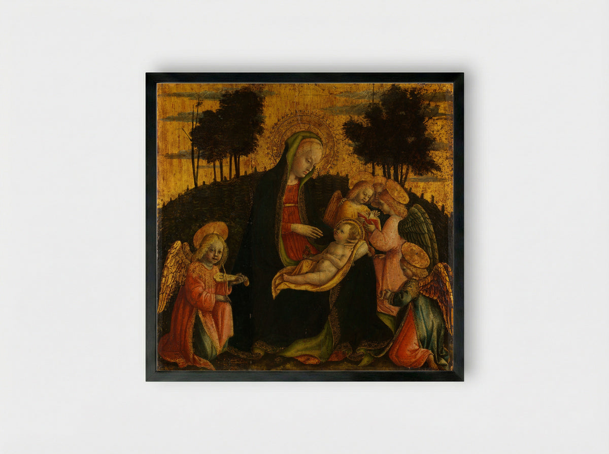 Madonna and Child with Angels - Vincenzo Foppa - Framed Print Black