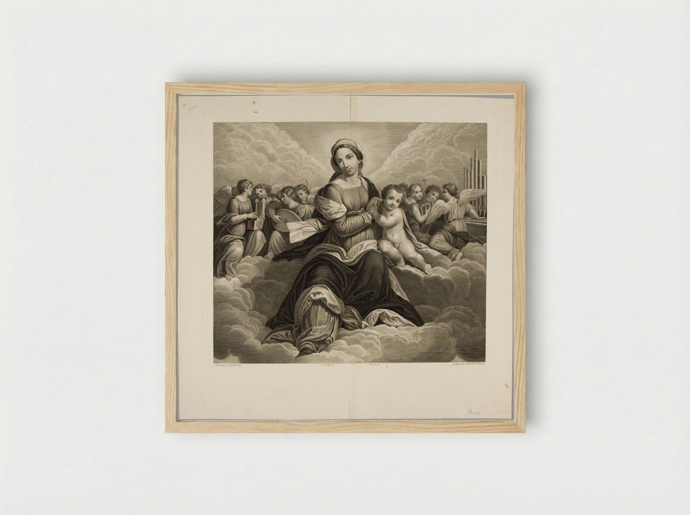 Madonna and Child with Angels - Carlo della Rocca - Framed Print Wood