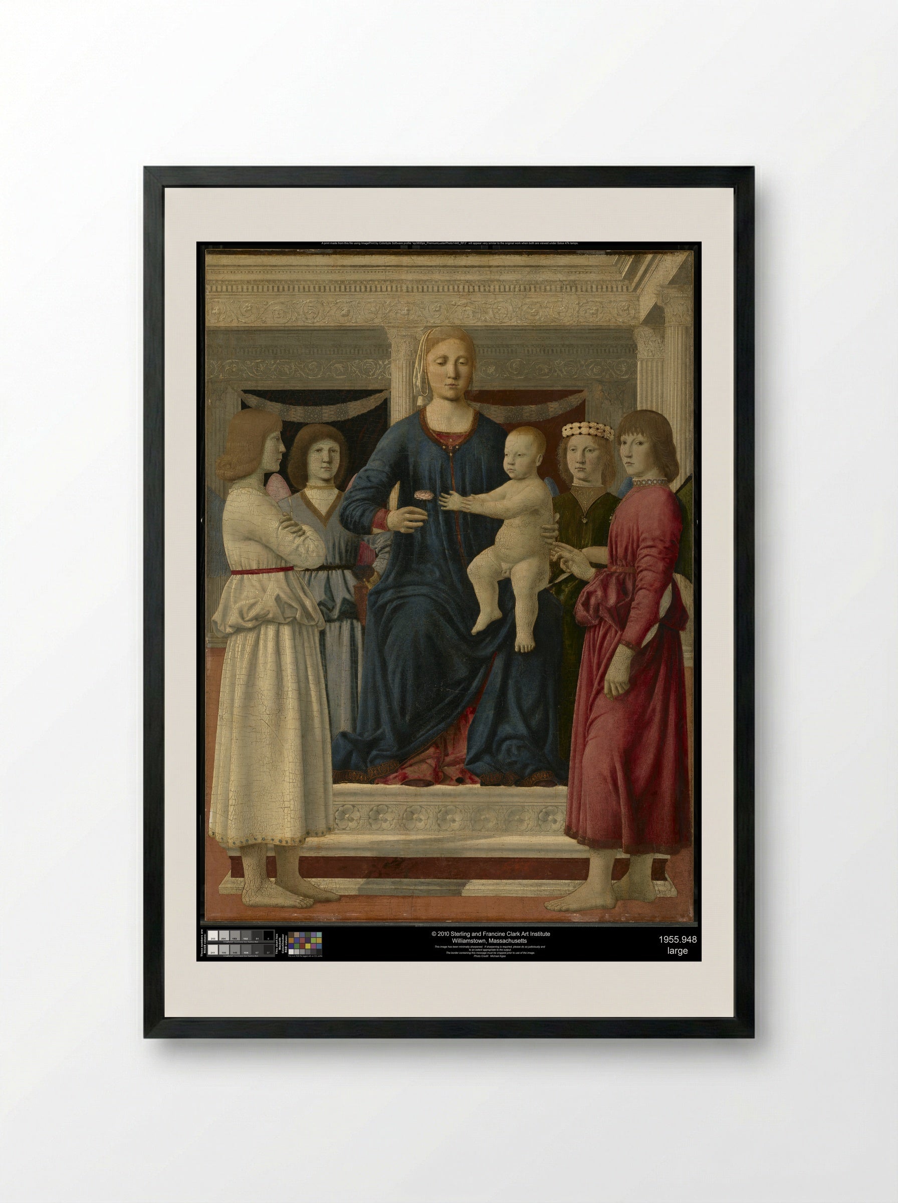 Madonna and Child with Four Angels - Piero della Francesca - Framed Print Black