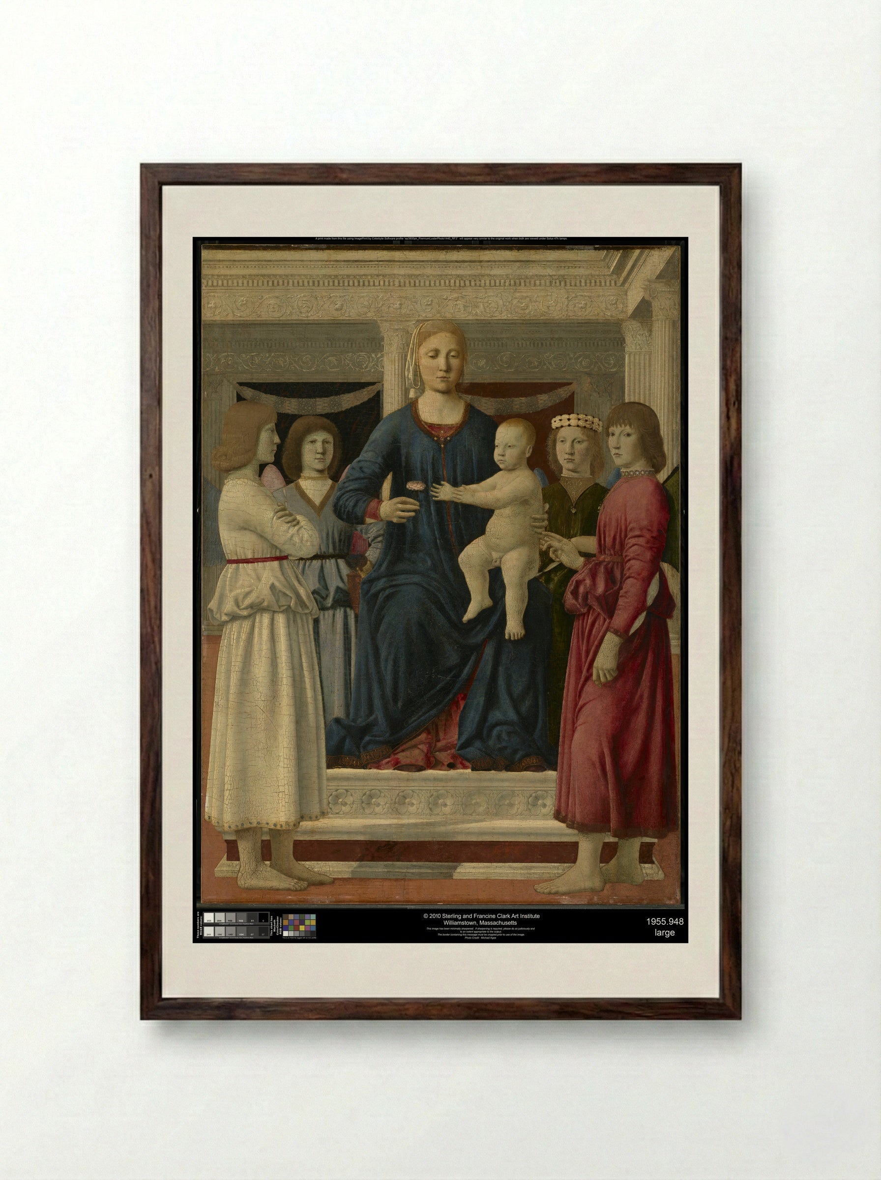 Madonna and Child with Four Angels - Piero della Francesca - Framed Print Dark Wood