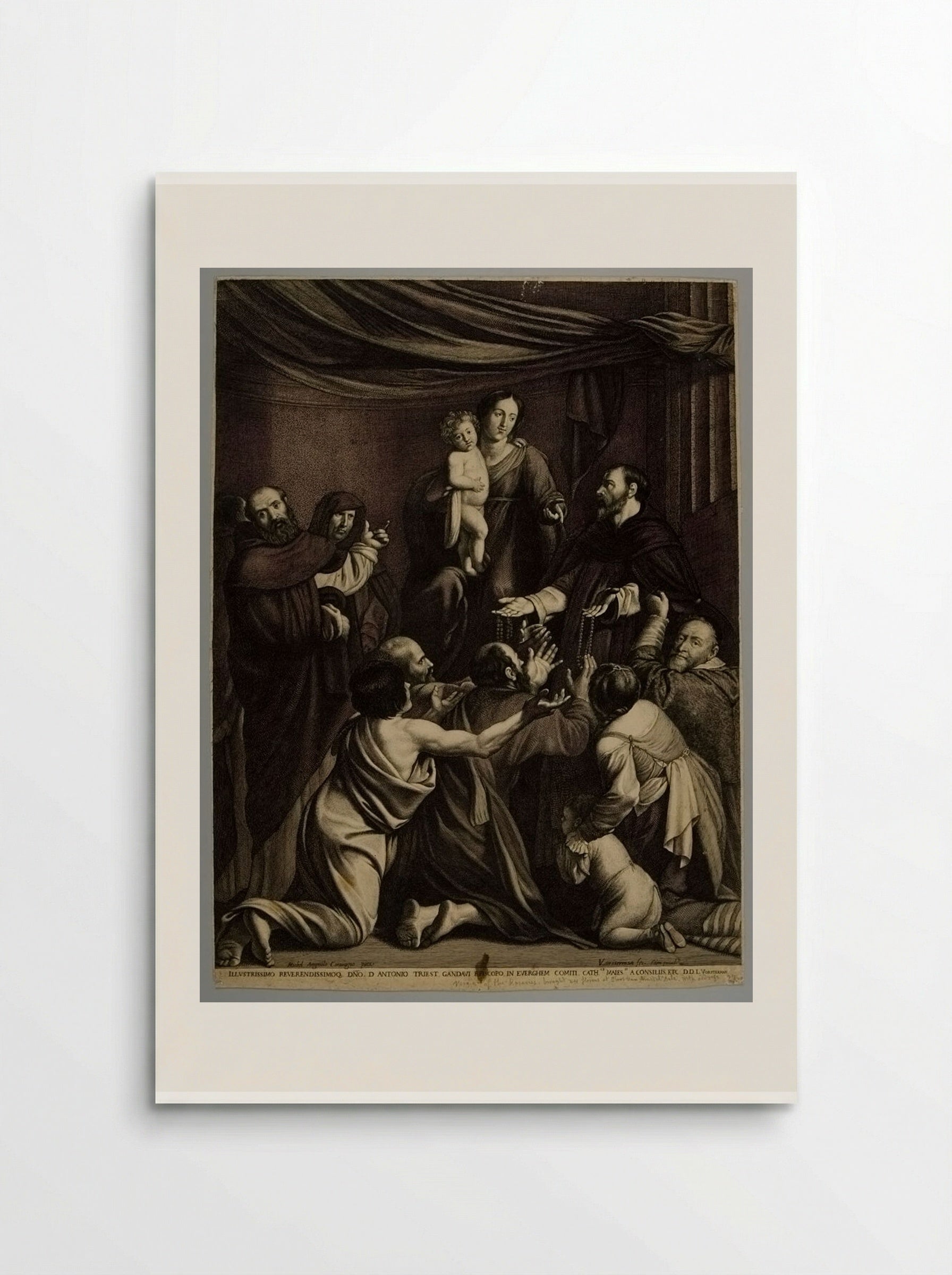 Madonna and Child, with Saint Dominic Distributing Rosaries - Lucas Vorsterman I - Poster