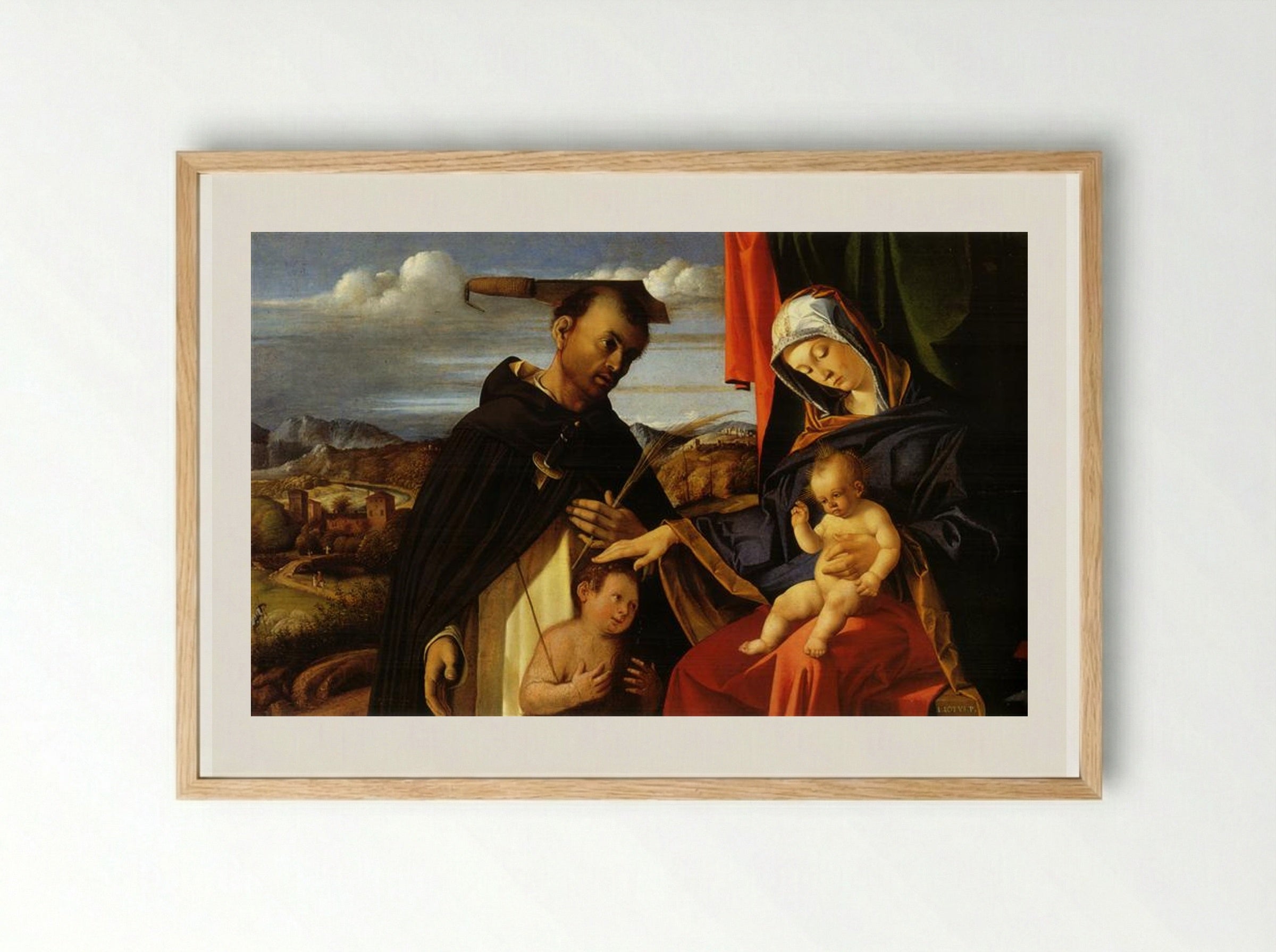 Madonna and Child with Saint Peter Martyr - Lorenzo Lotto - Framed Print Wood