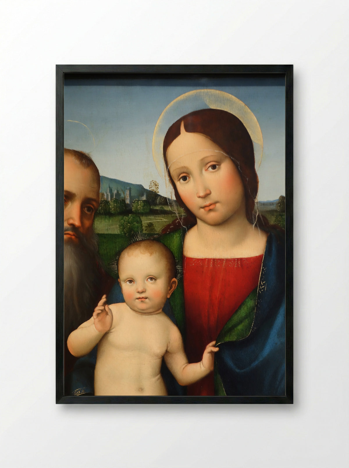 Madonna and Child with Saints Francis and Jerome - Francesco Francia - Framed Print Black