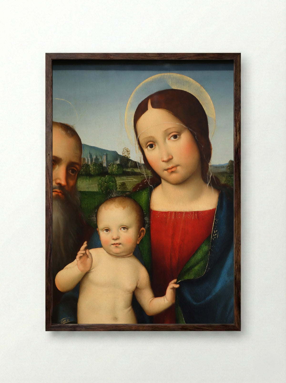 Madonna and Child with Saints Francis and Jerome - Francesco Francia - Framed Print Dark Wood
