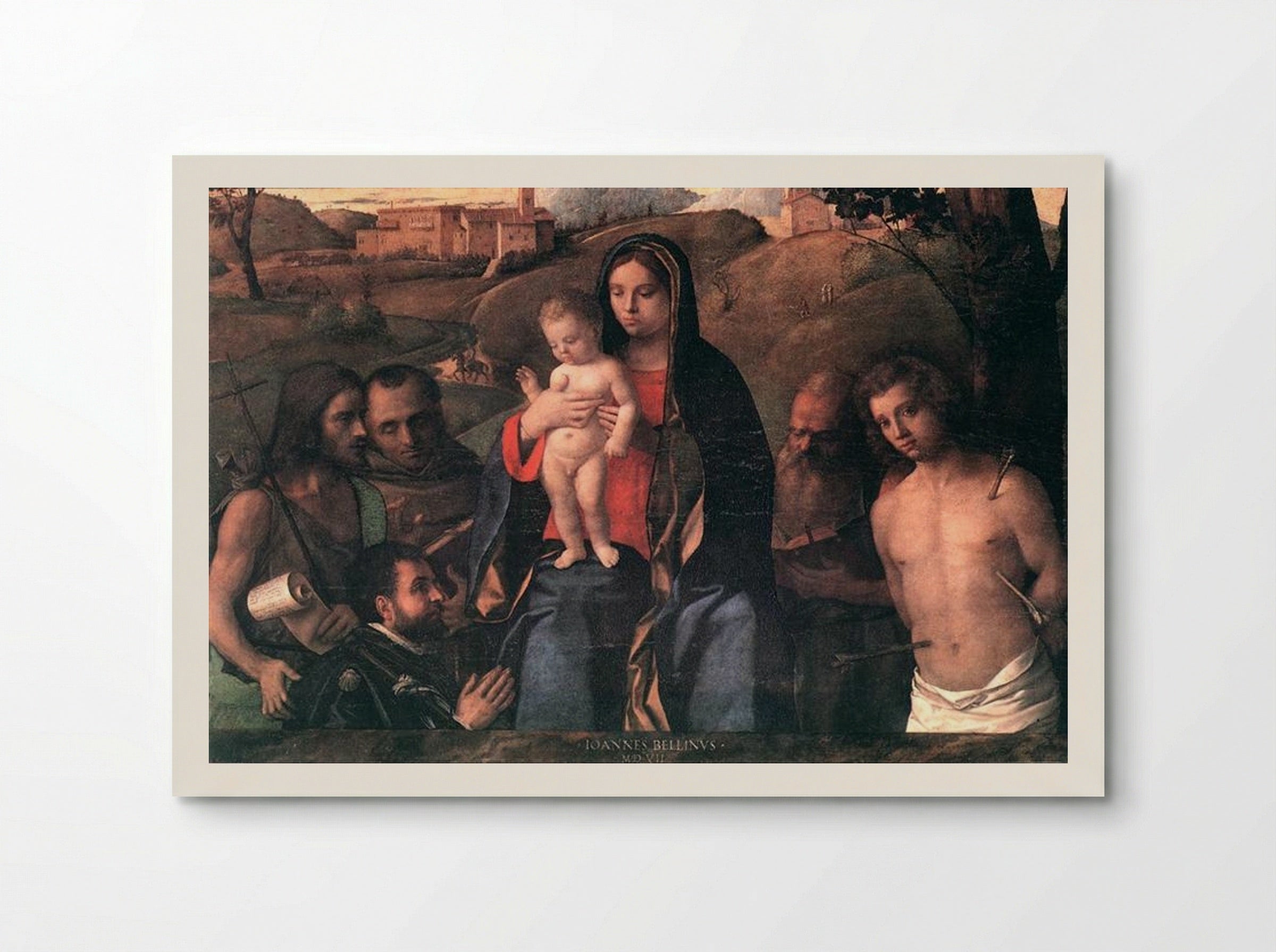 Madonna and Child with Saints and a Donor - Giovanni Bellini - Poster