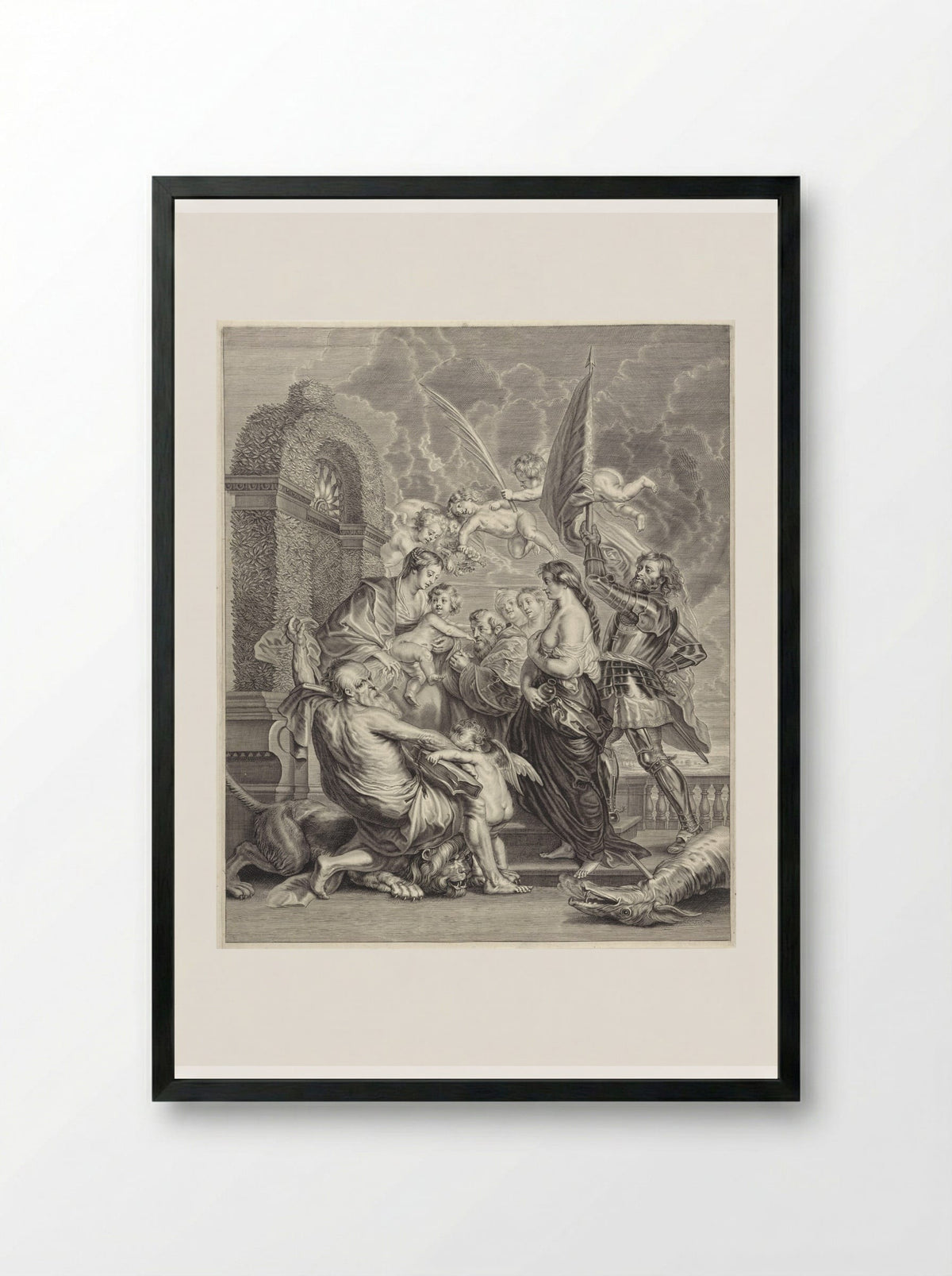 Madonna and Child with Saints - Paulus Pontius - Framed Print Black