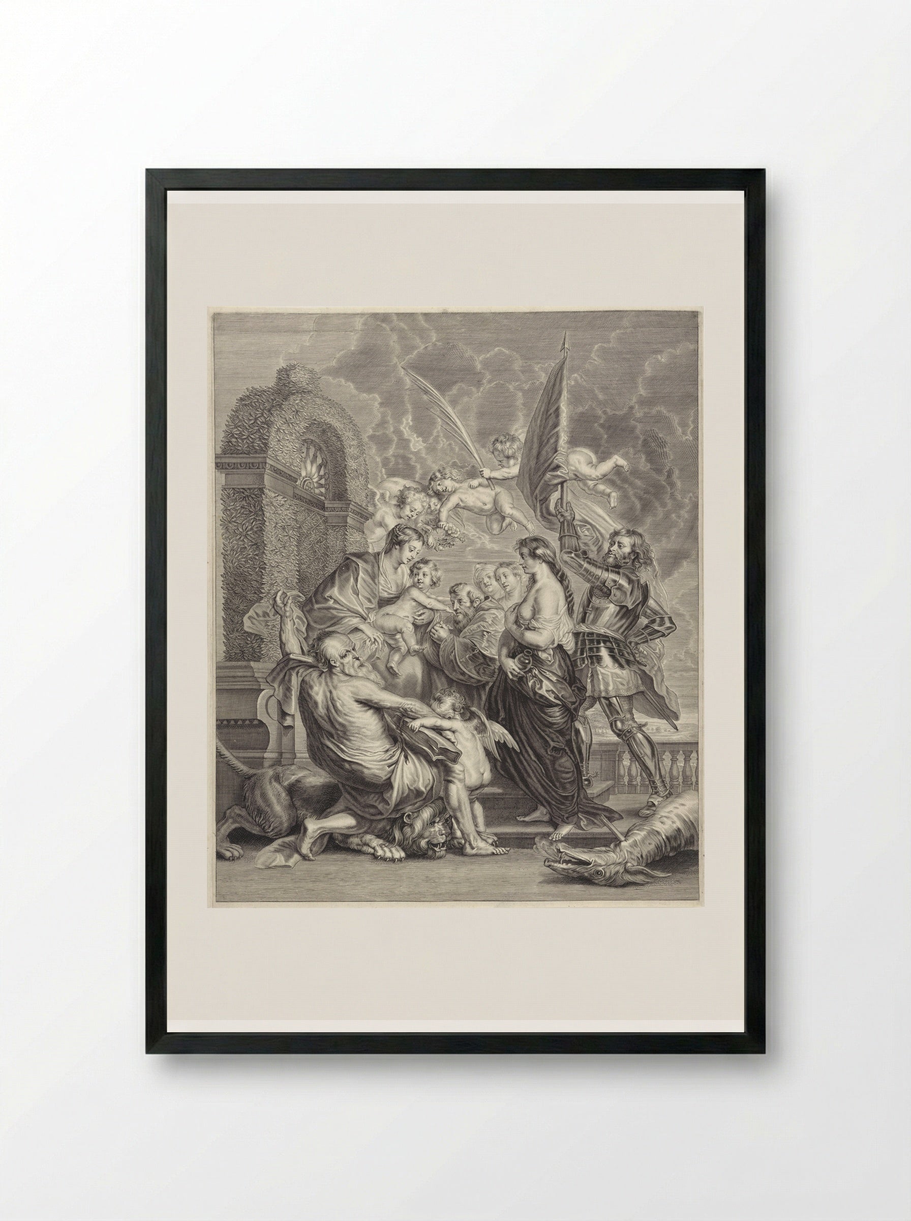 Madonna and Child with Saints - Paulus Pontius - Framed Print Black