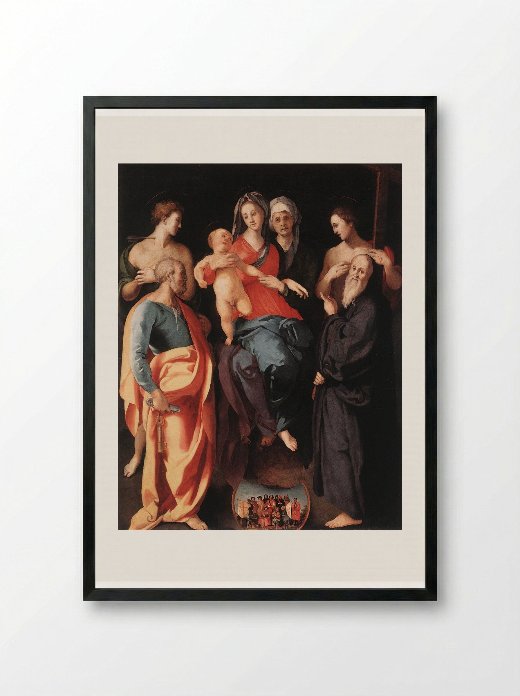 Madonna and Child with Saints - Jacopo Pontormo - Framed Print Black