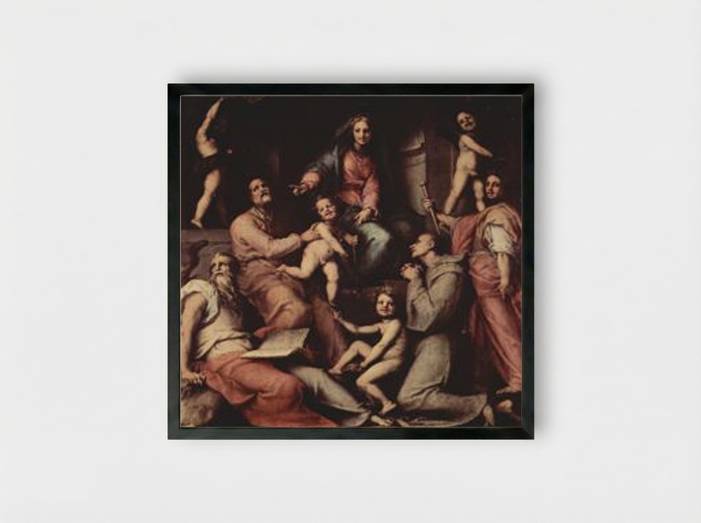 Madonna and Child with Saints - Jacopo Pontormo - Framed Print Black