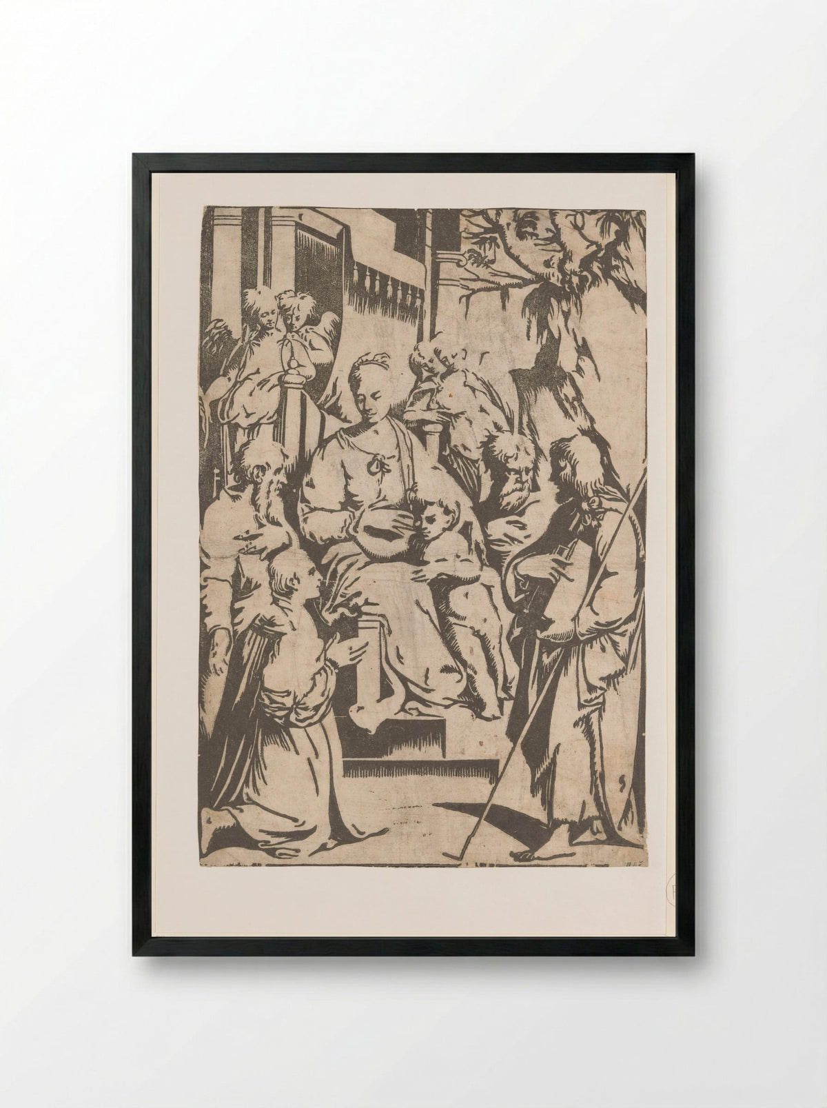 Madonna and Child with Saints - Alessandro Gandini - Framed Print Black