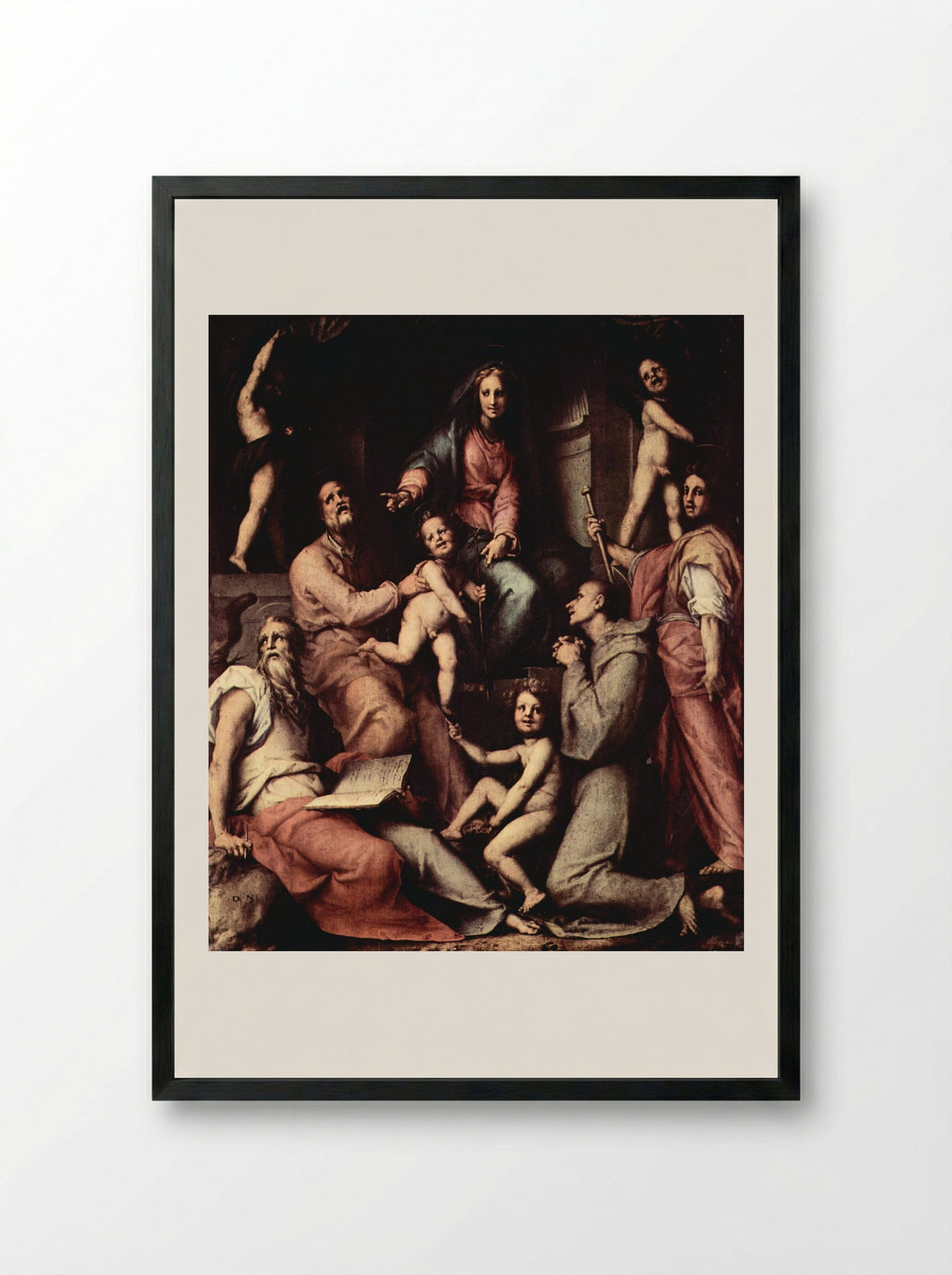 Madonna and Child with Saints - Jacopo Pontormo - Framed Print Black