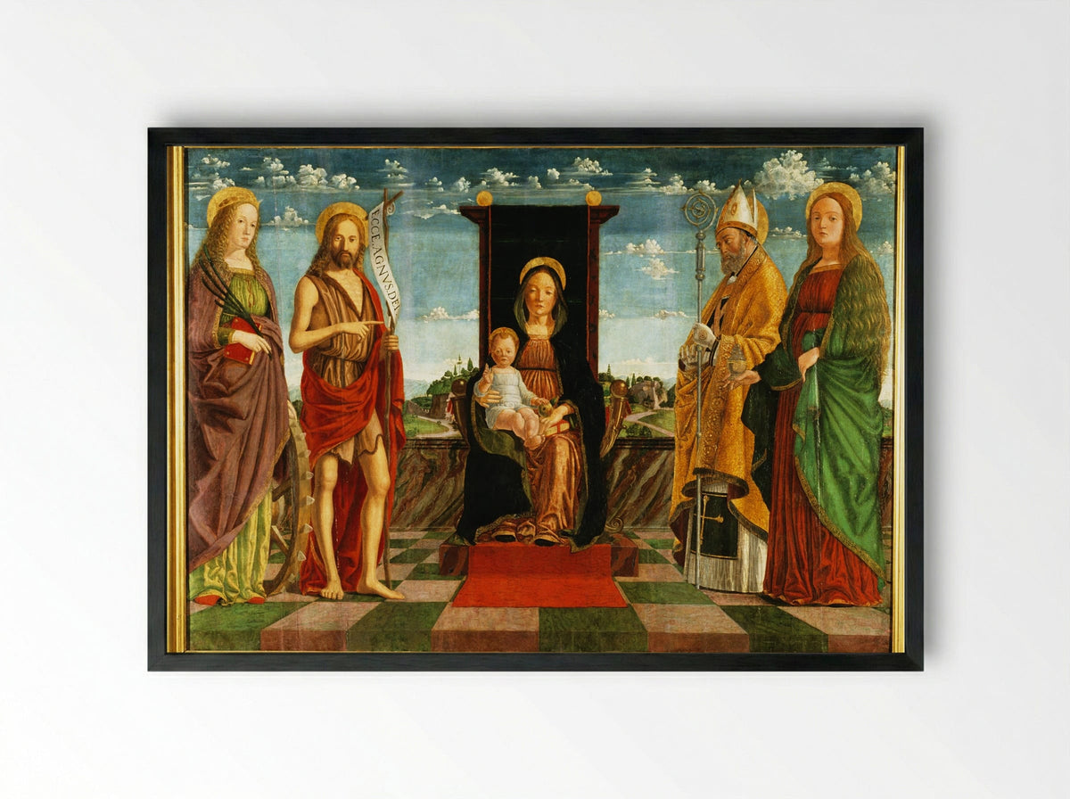 Madonna and Child with Saints - Domenico Morone - Framed Print Black