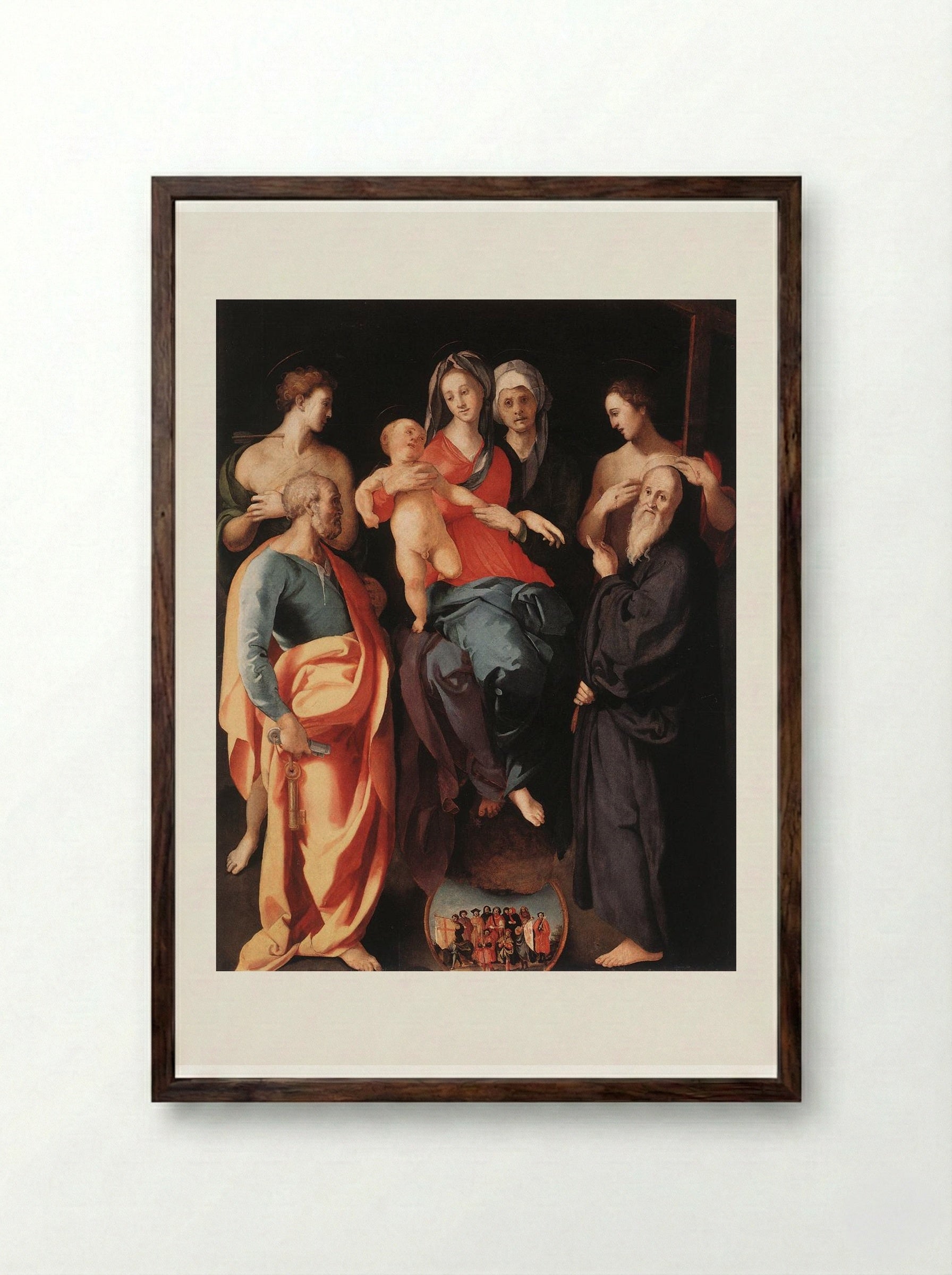Madonna and Child with Saints - Jacopo Pontormo - Framed Print Dark Wood