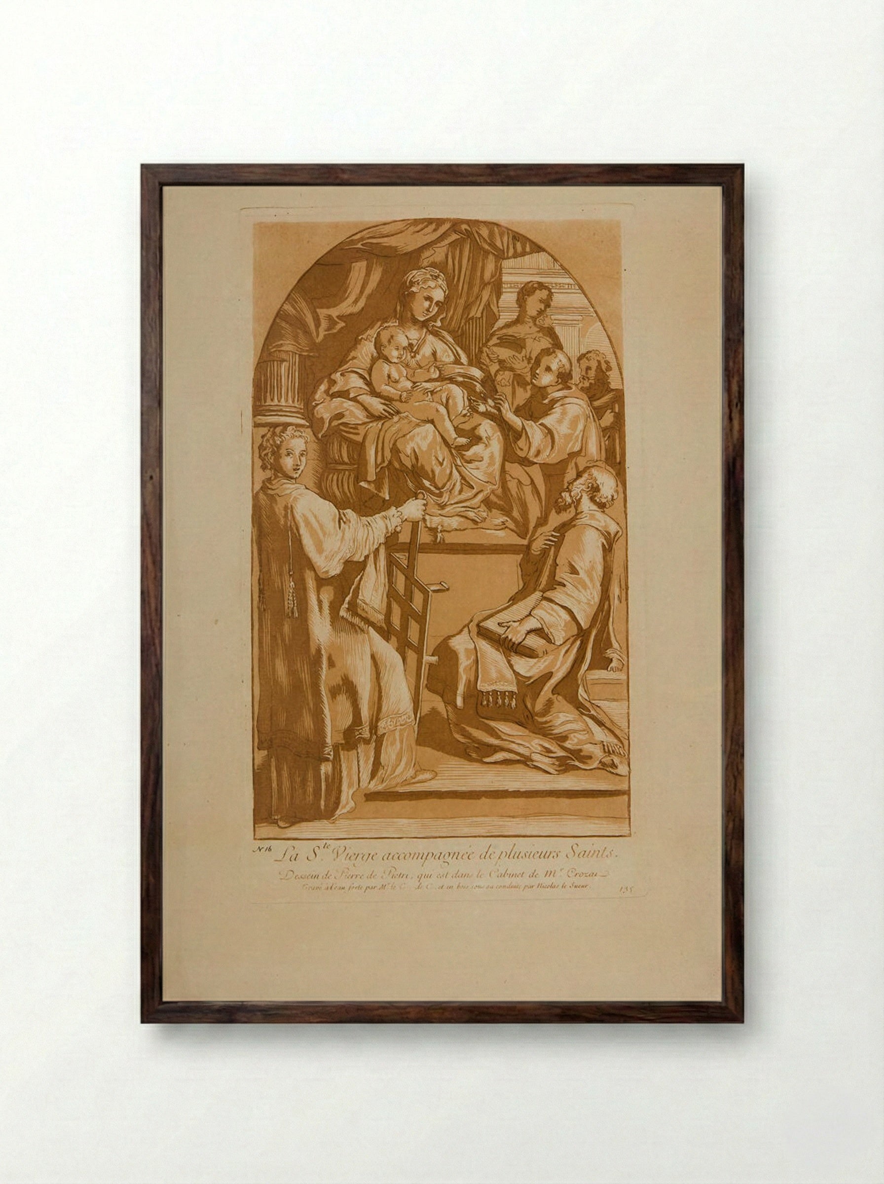 Madonna and Child with Saints - Anne Claude Philippe de Thubières, comte de Caylus - Framed Print Dark Wood