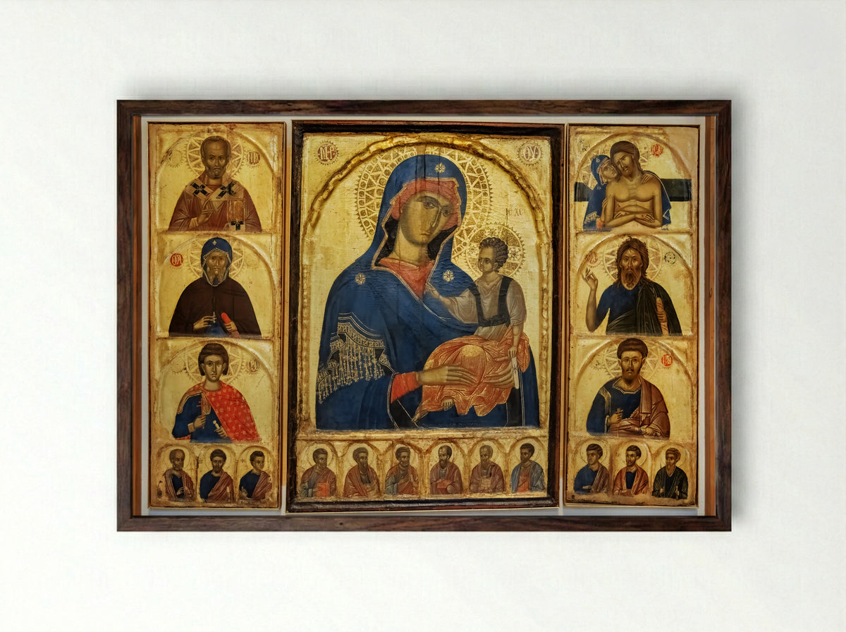 Madonna and Child with Saints - Italian (Venetian) Painter - Framed Print Dark Wood