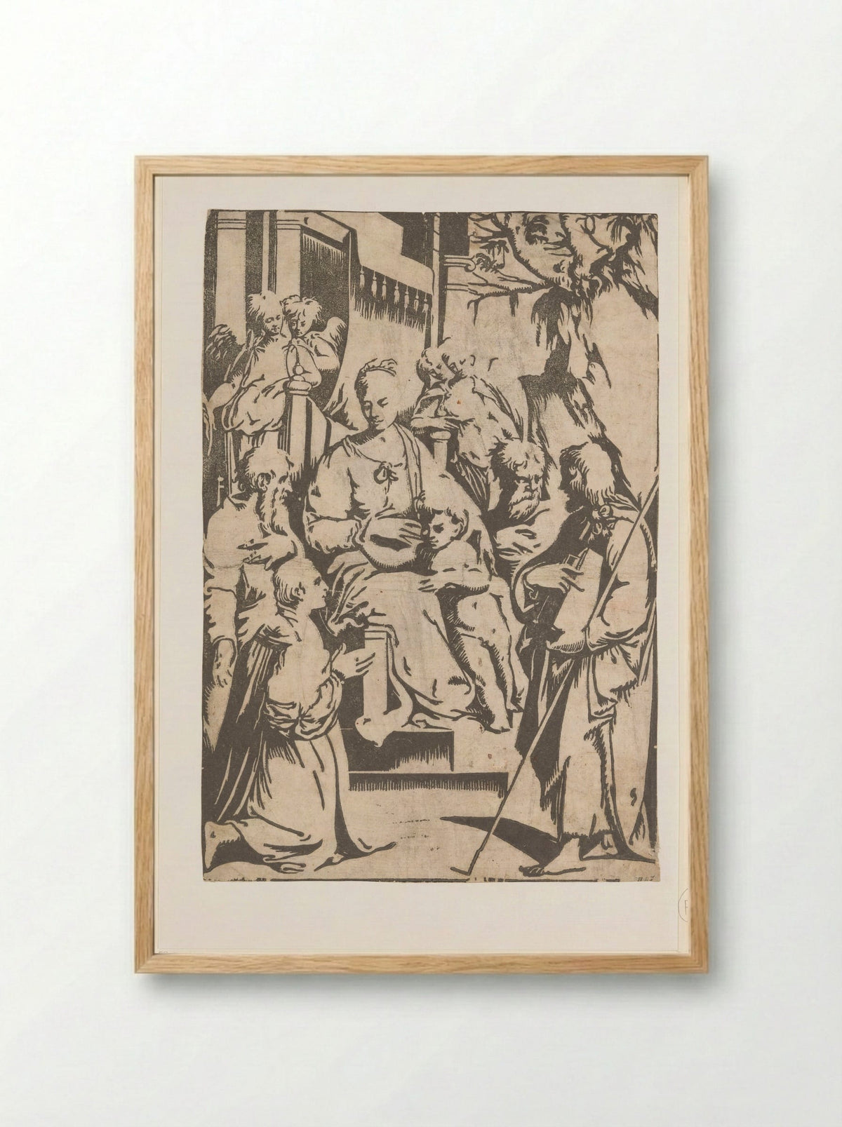 Madonna and Child with Saints - Alessandro Gandini - Framed Print Wood