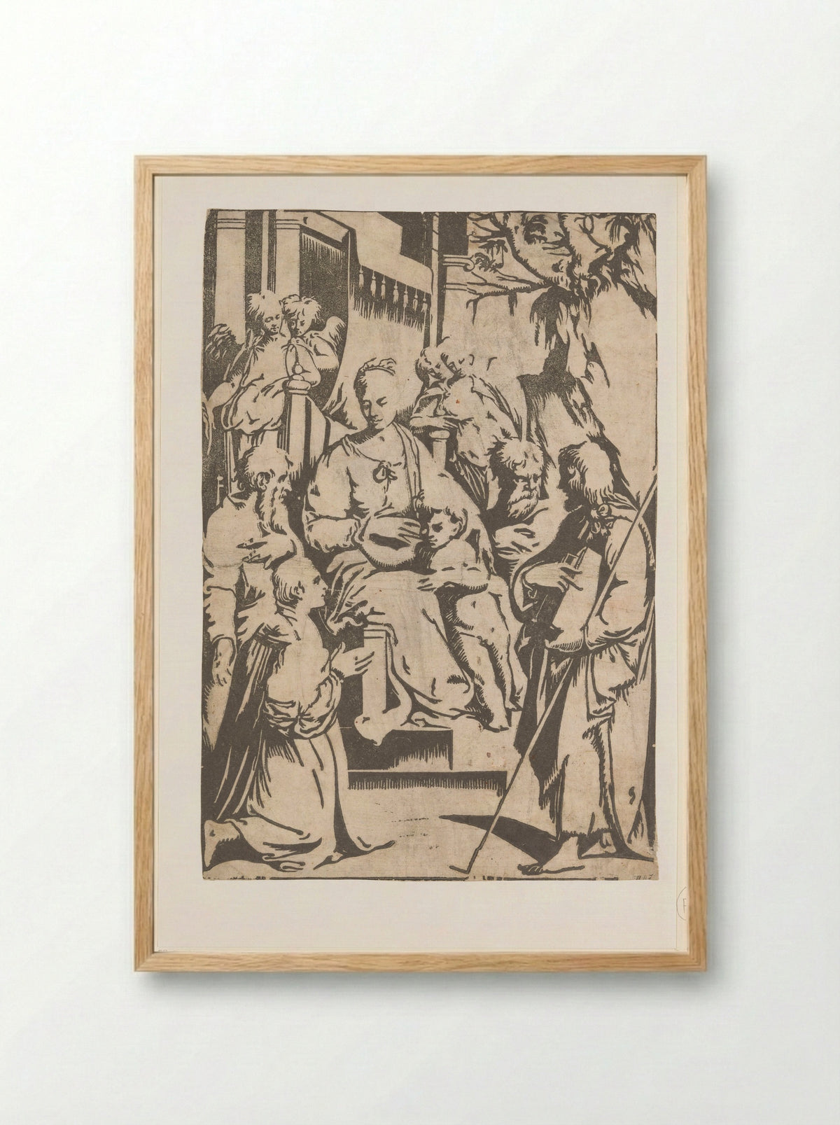 Madonna and Child with Saints - Alessandro Gandini - Framed Print Wood