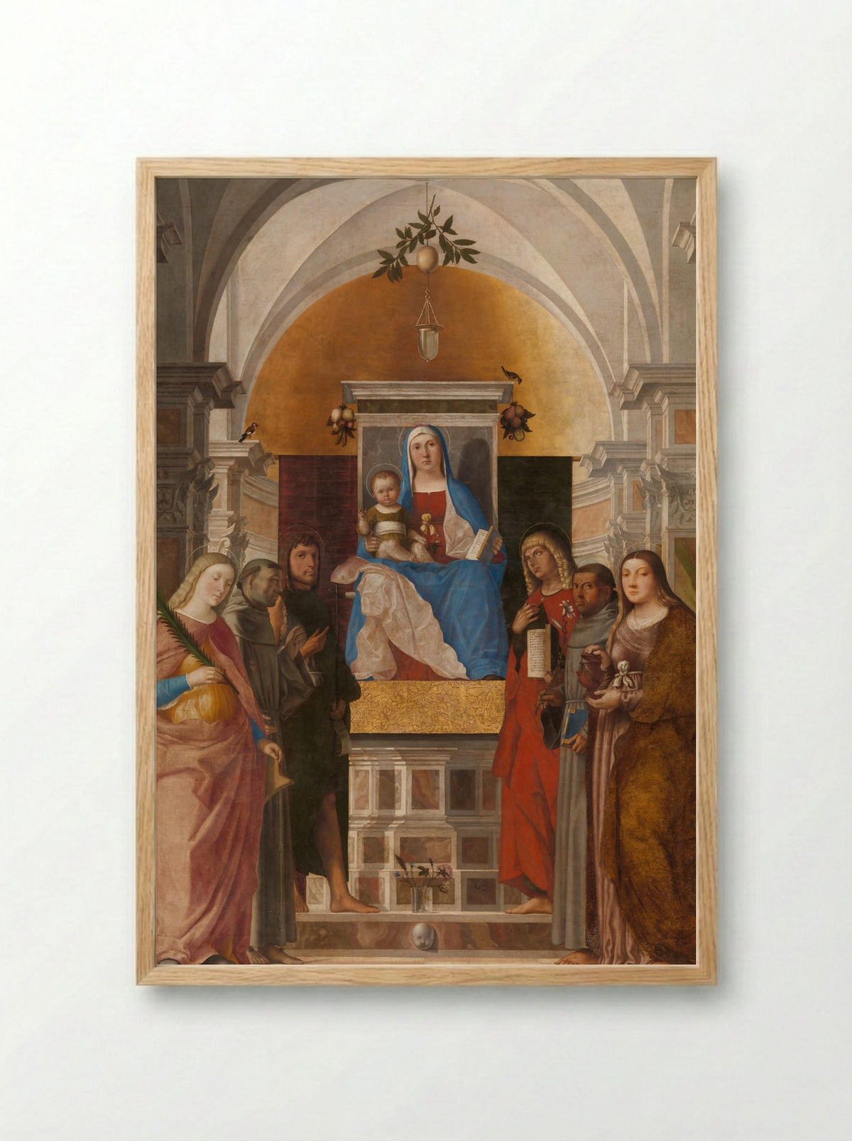 Madonna and Child with Saints - Marcello Fogolino - Framed Print Wood