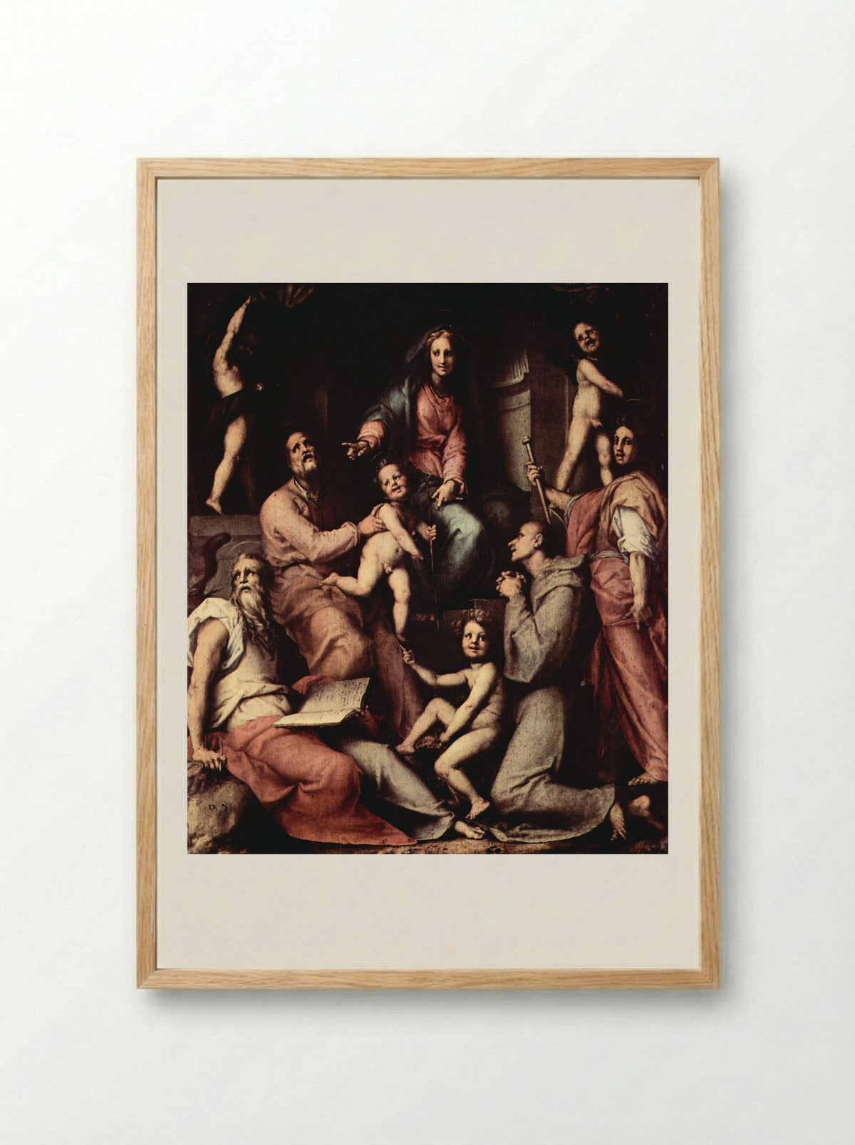 Madonna and Child with Saints - Jacopo Pontormo - Framed Print Wood
