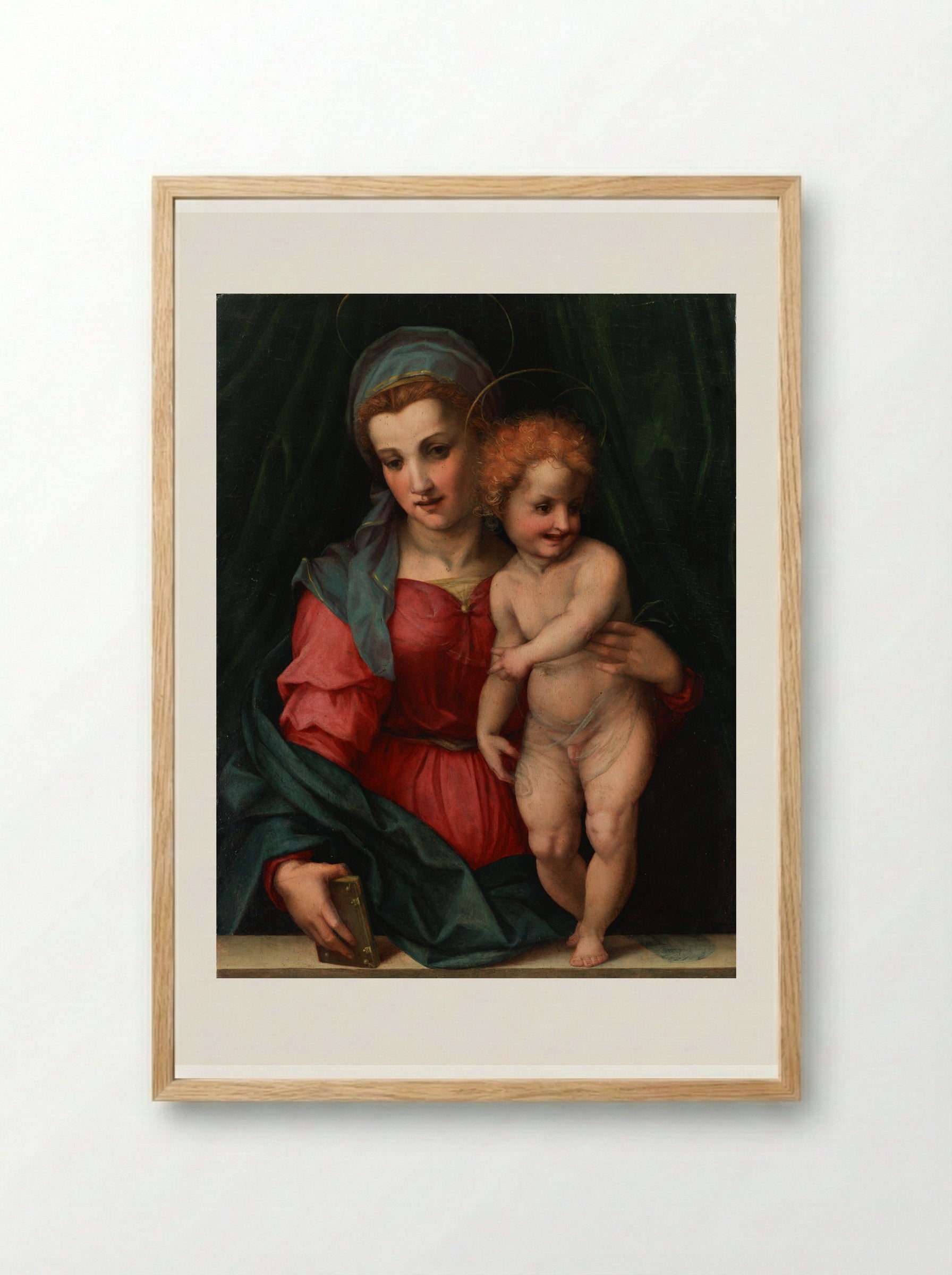 Madonna and Child with St. Elisabeth, the Infant St. John, and Two Angels - Andrea del Sarto - Framed Print Wood