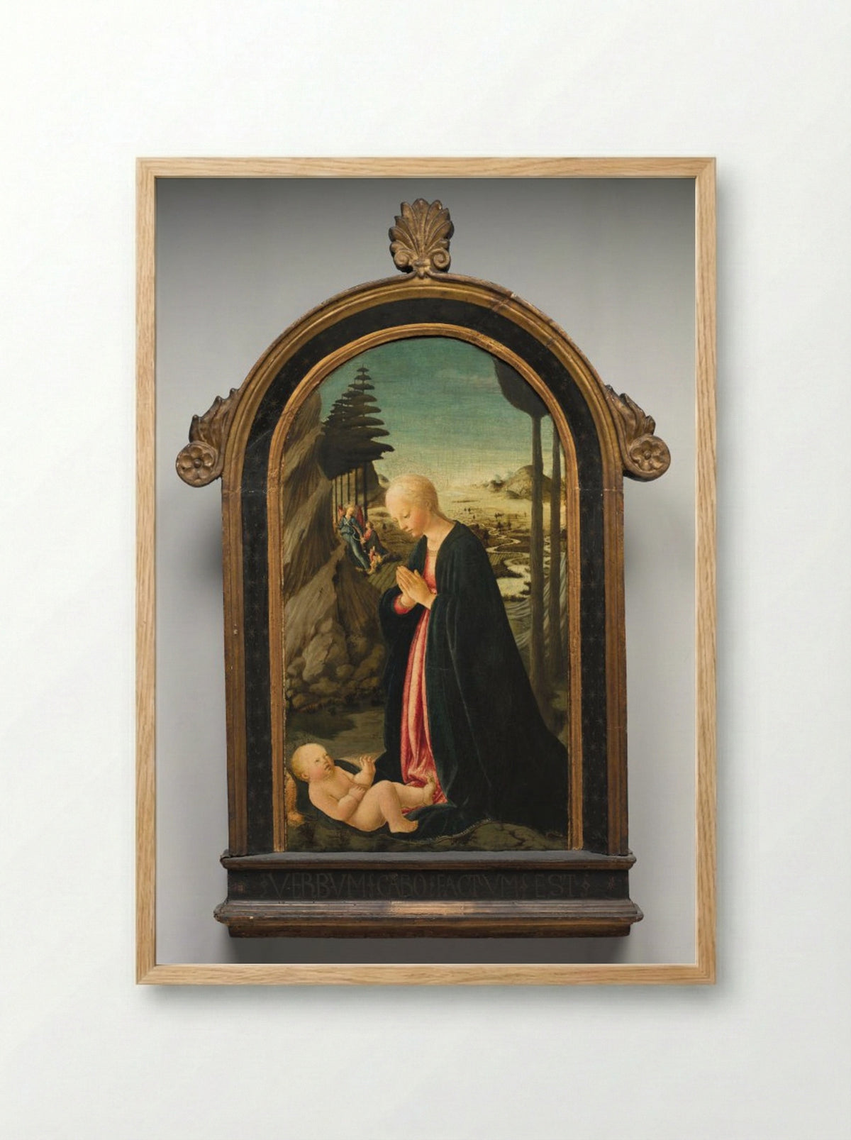 Madonna and Child with Tobias and the Angel Raphael - Francesco Botticini - Framed Print Wood