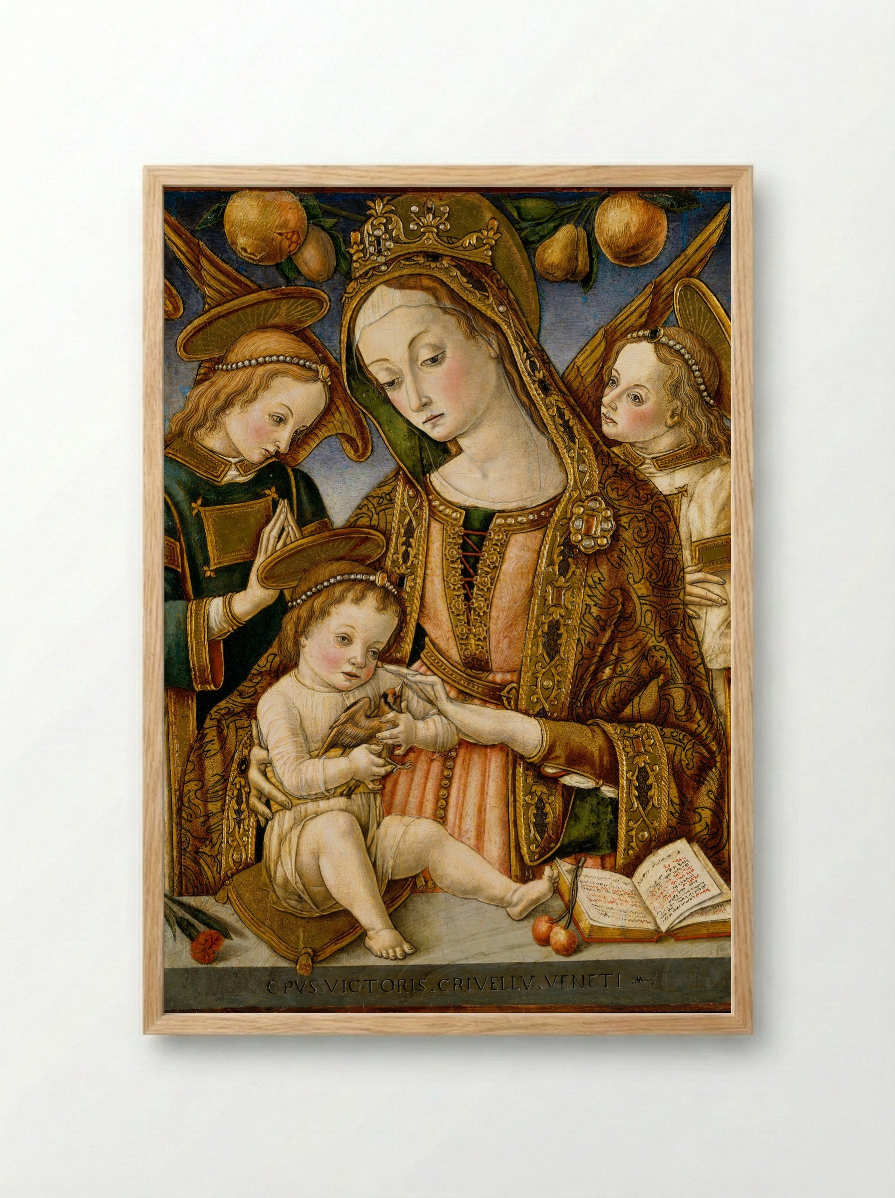 Madonna and Child with Two Angels - Vittore Crivelli - Framed Print Wood