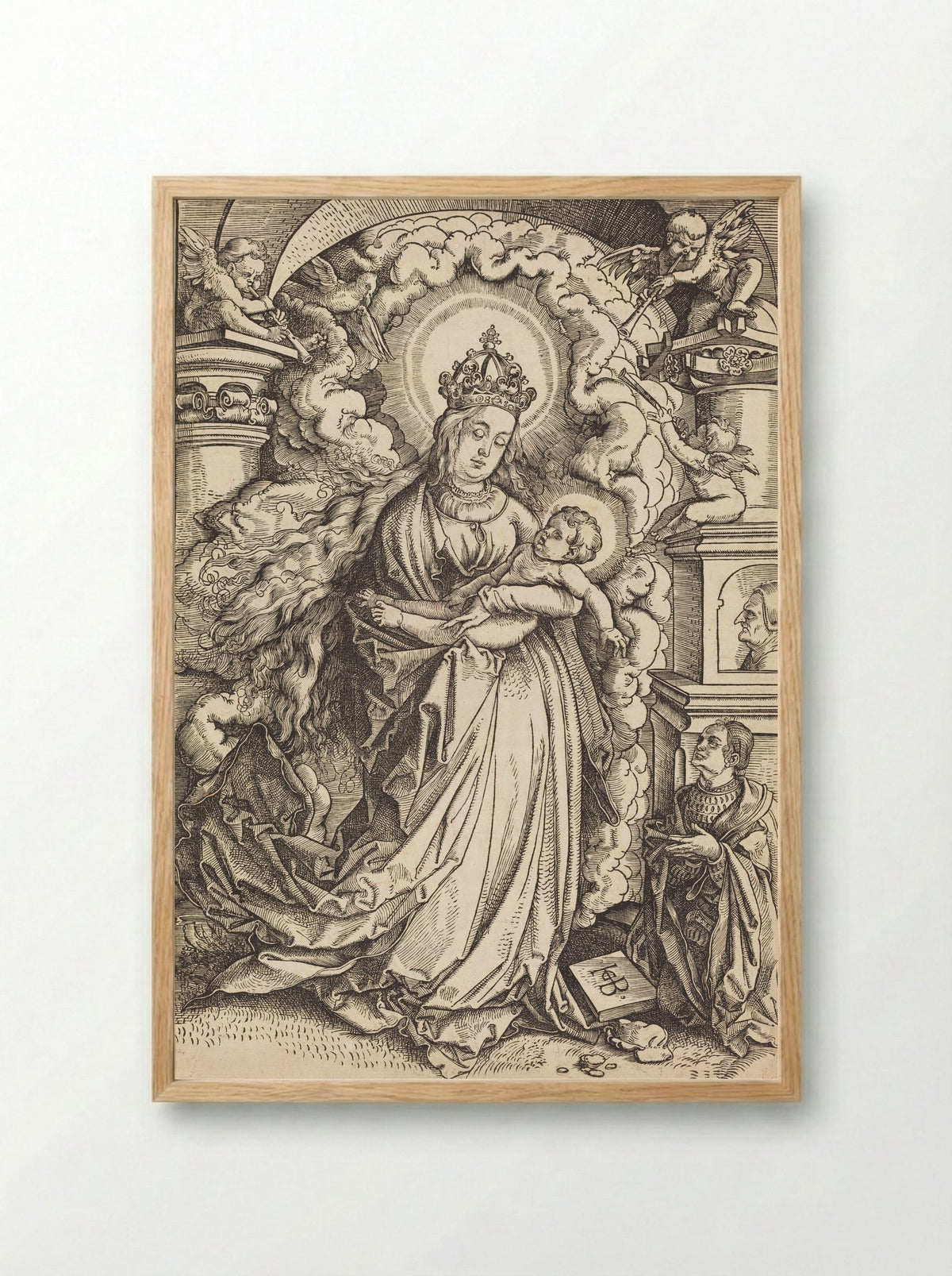 Madonna and Child with a Donor - Hans Baldung Grien - Framed Print Wood