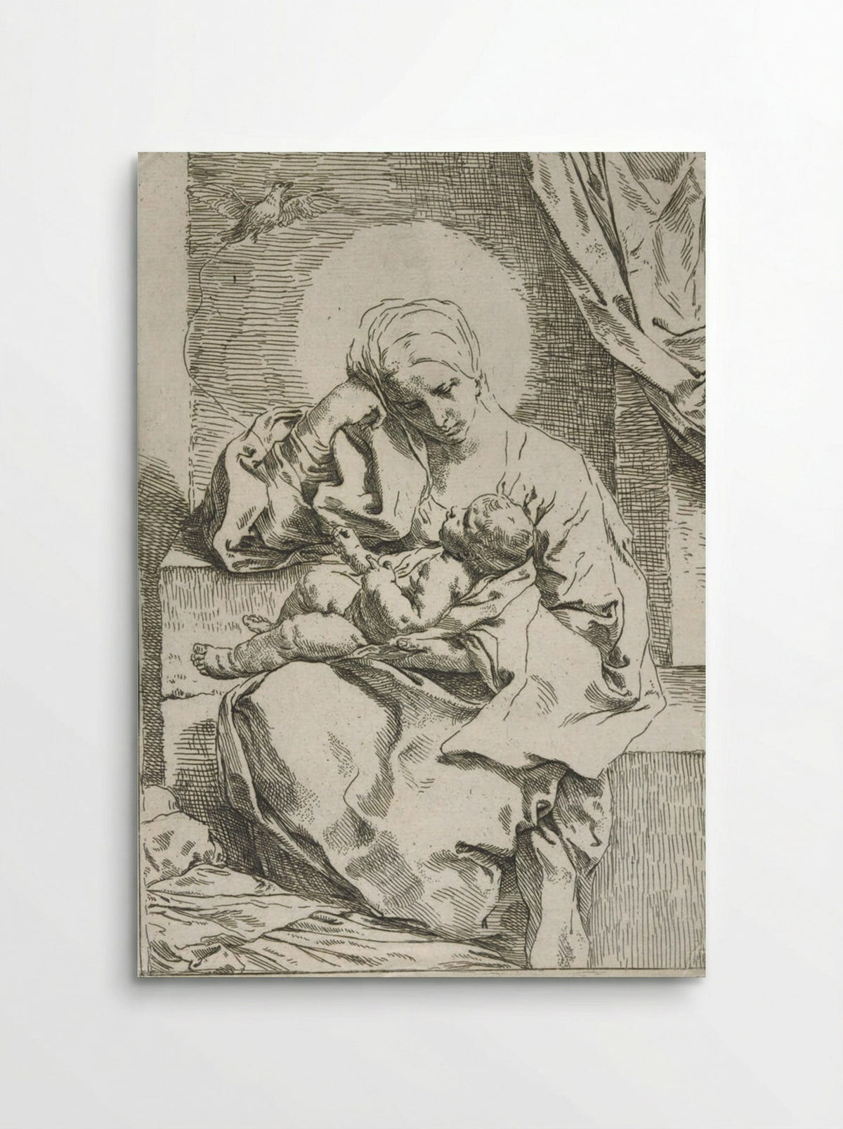 Madonna and Child with a Dove - Simone Cantarini - Poster