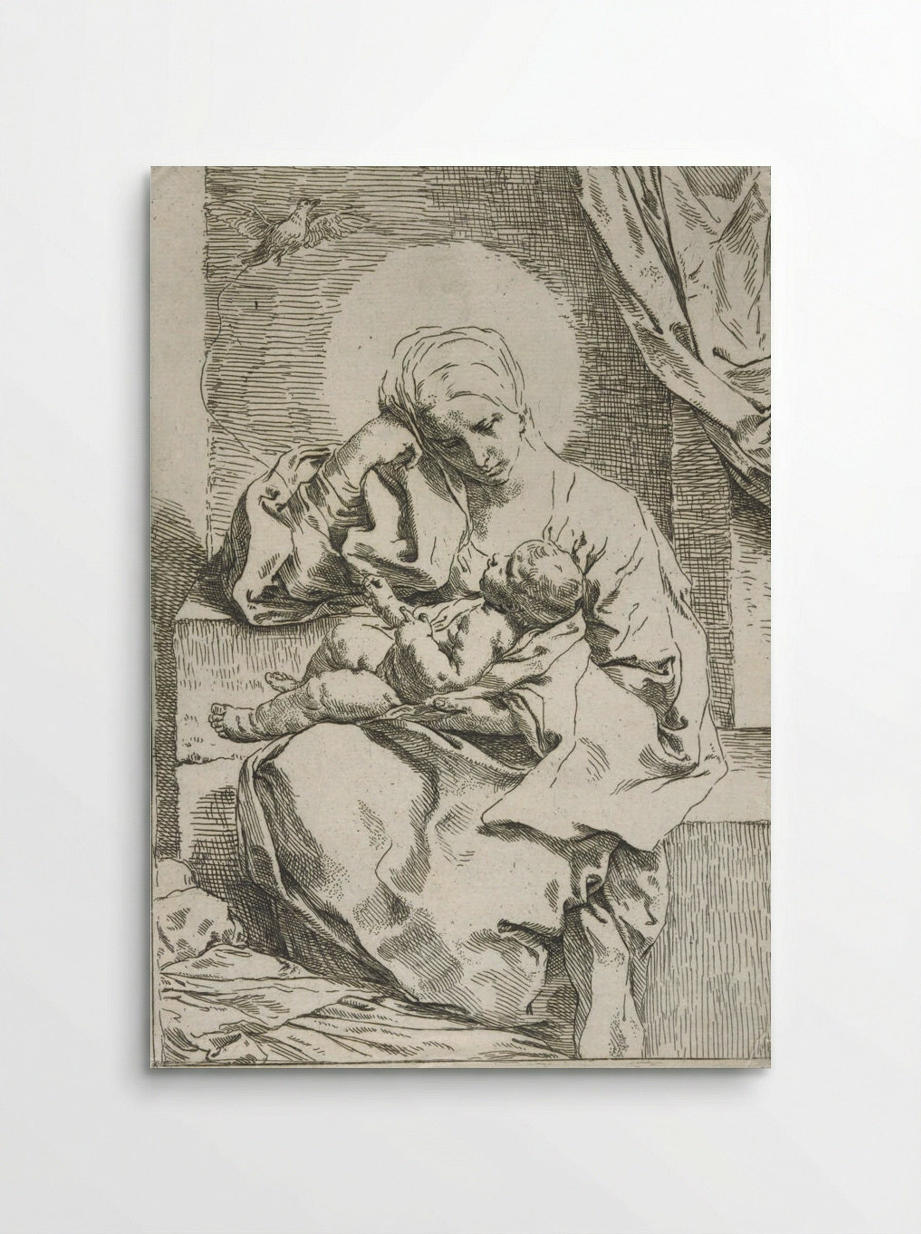 Madonna and Child with a Dove - Simone Cantarini - Poster