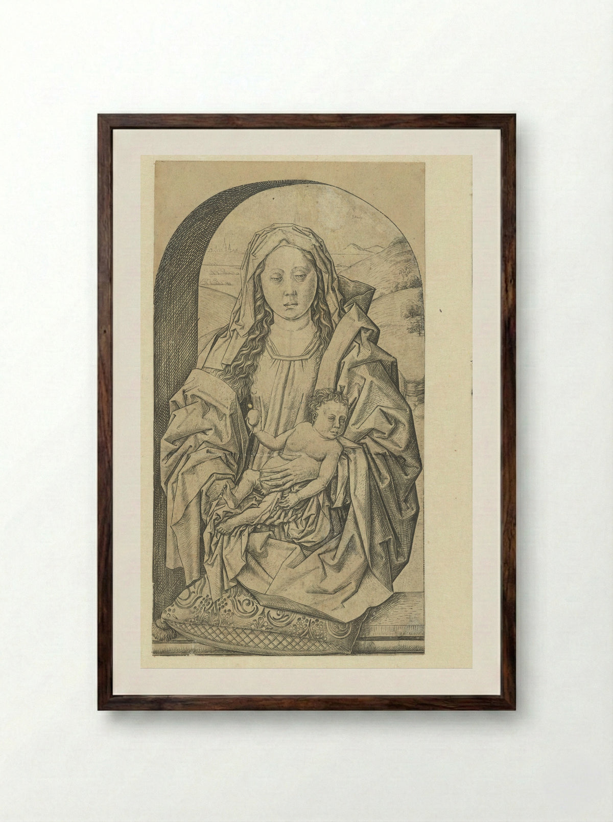 Madonna and Child with a Pear - Meester FVB - Framed Print Dark Wood