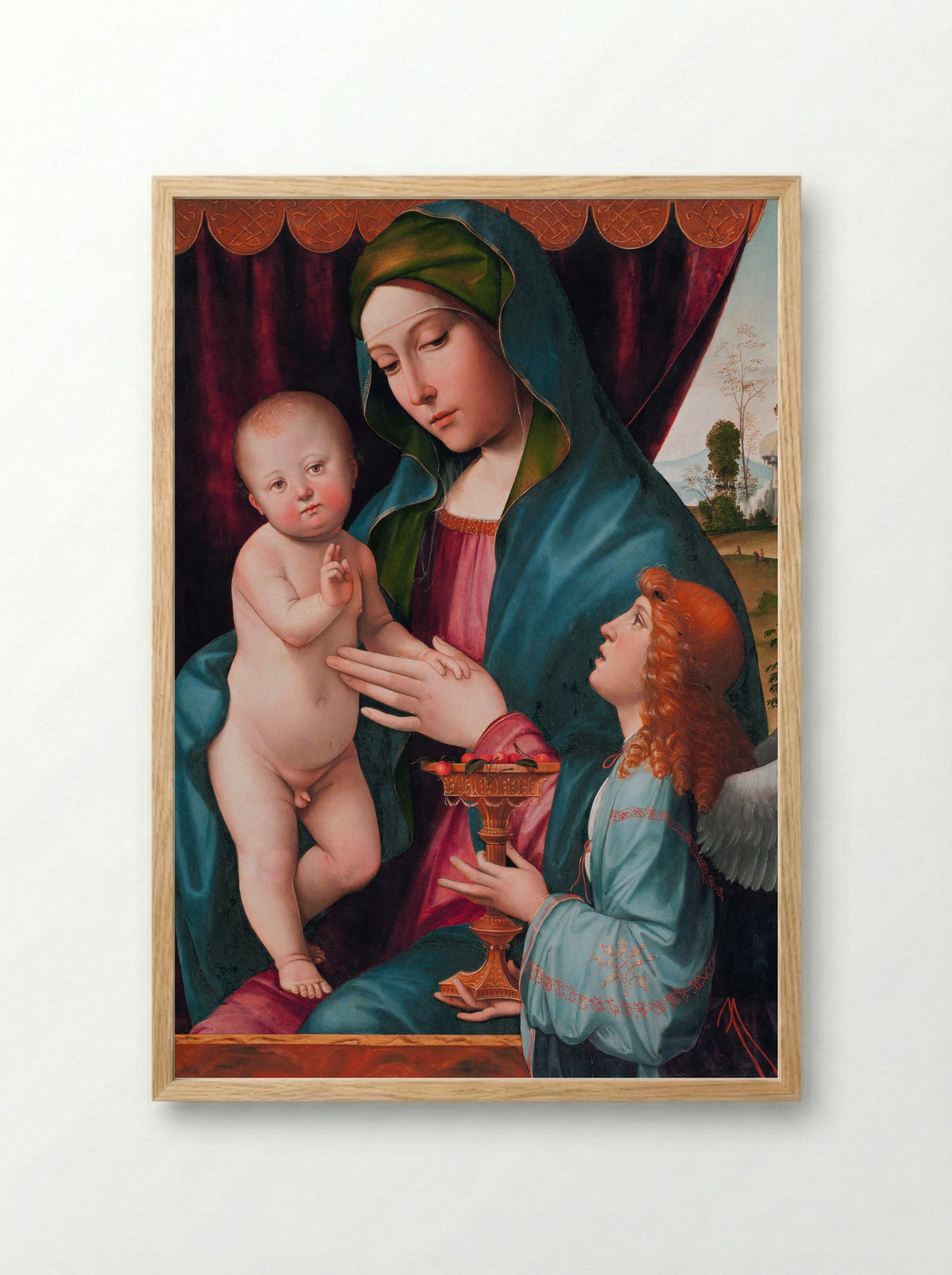 Madonna and Child with an Angel - Francesco Francia - Framed Print Wood
