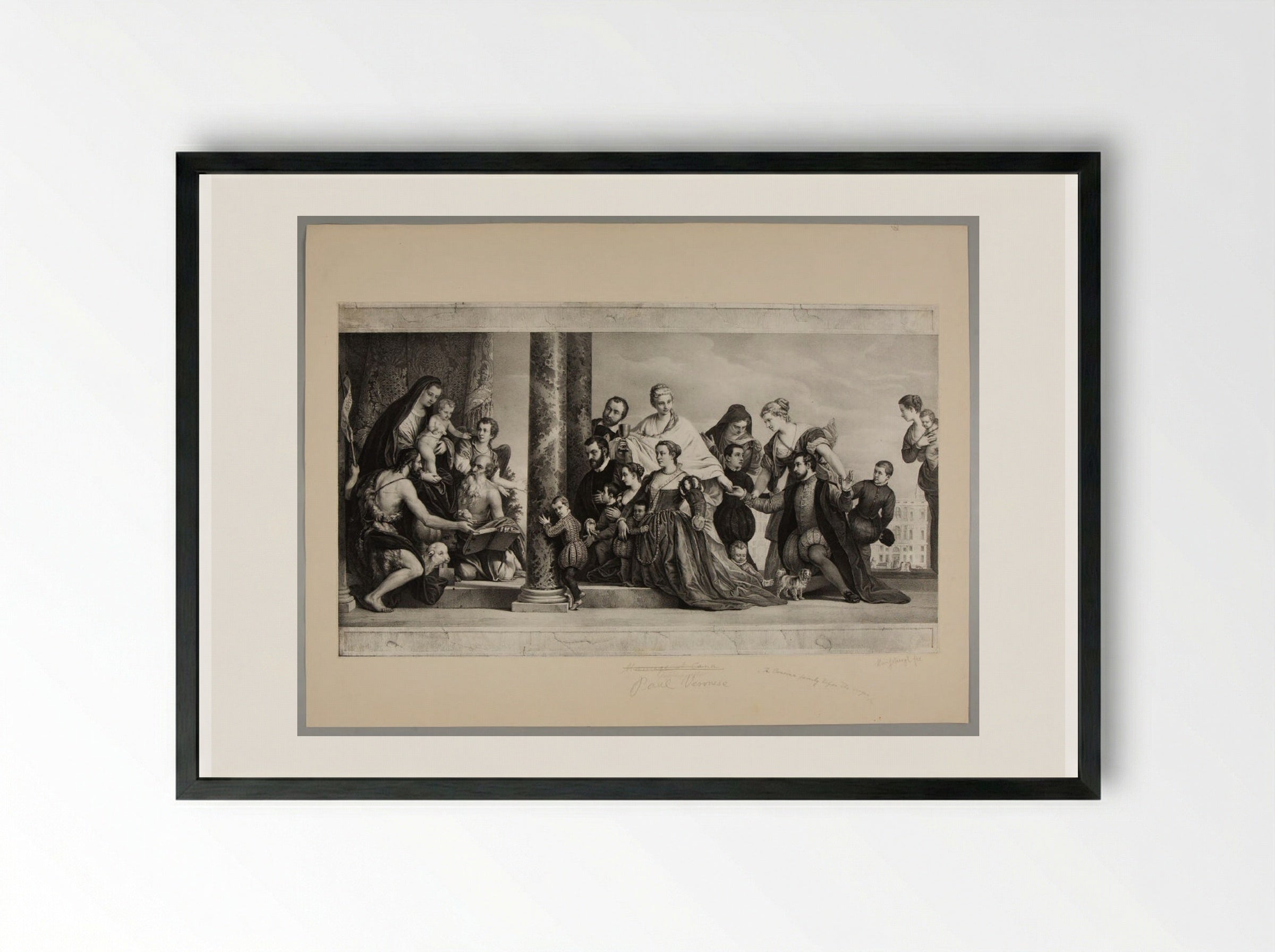 Madonna and Child with the Concina Family - Franz Hanfstaengl - Framed Print Black