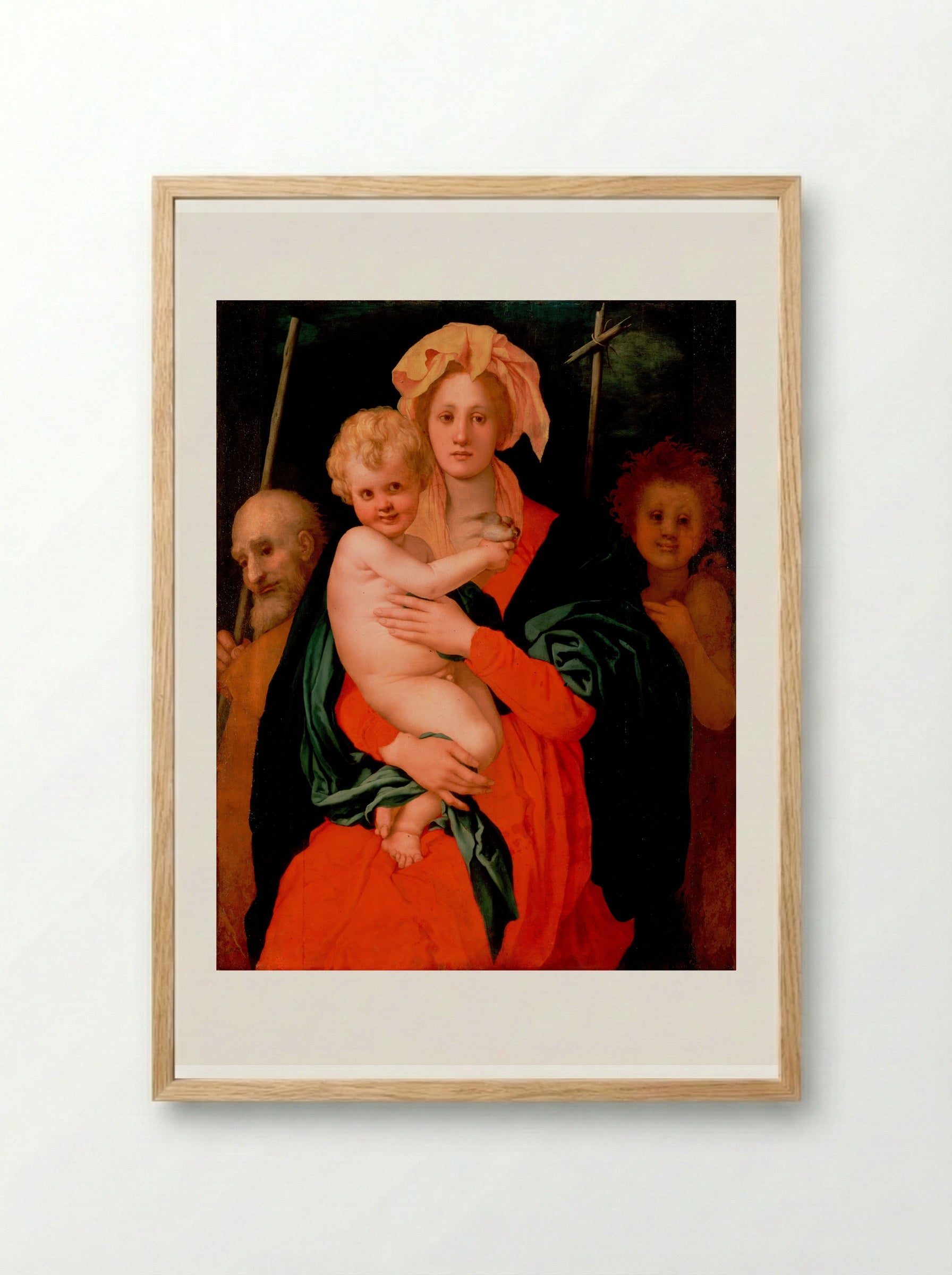 Madonna and Child with the Infant Saint John the Baptist - Jacopo Pontormo - Framed Print Wood