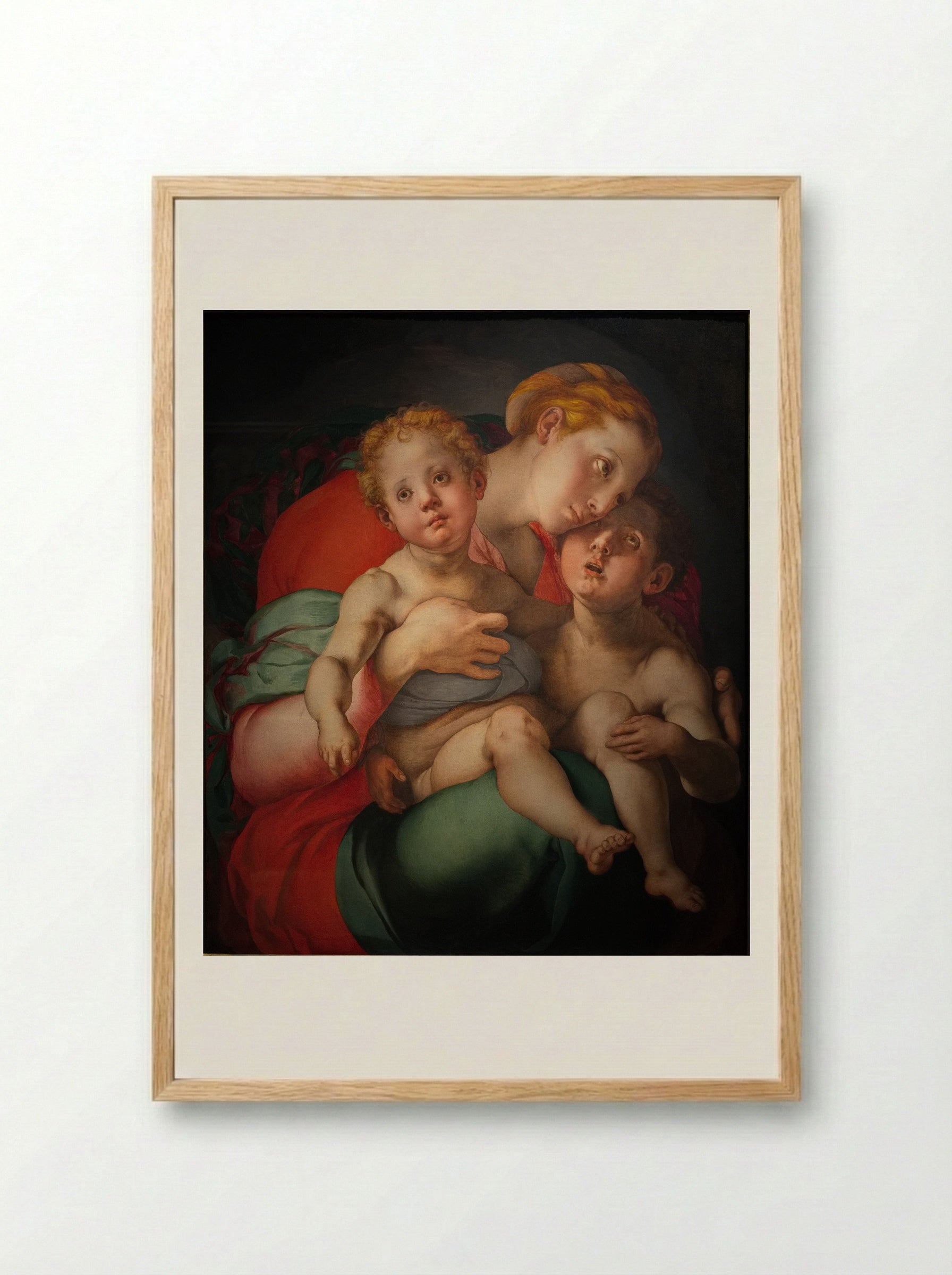 Madonna and Child with the Young Saint John - Jacopo Pontormo - Framed Print Wood