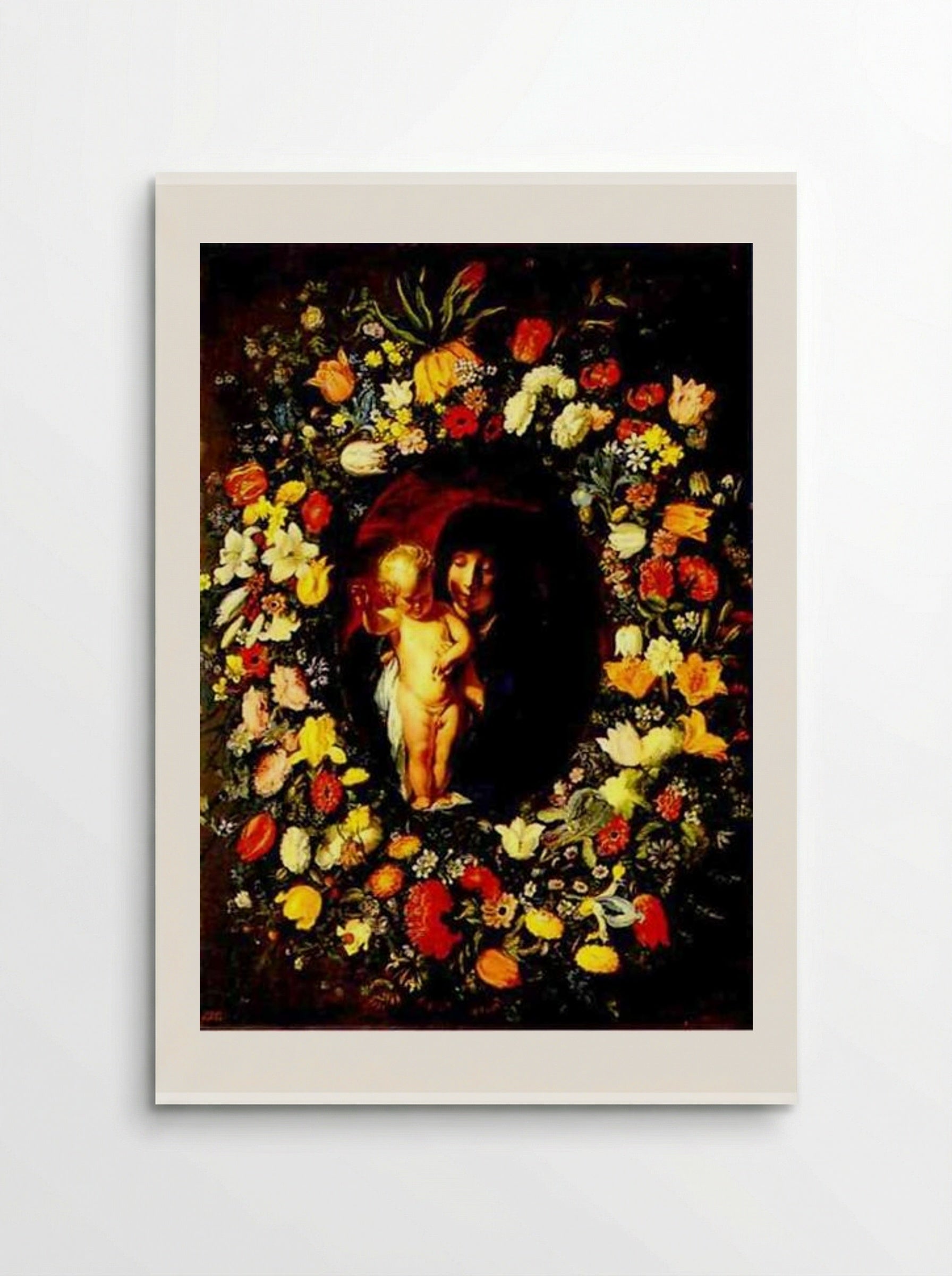 Madonna and Child wreathed with flowers - Jacob Jordaens - Poster