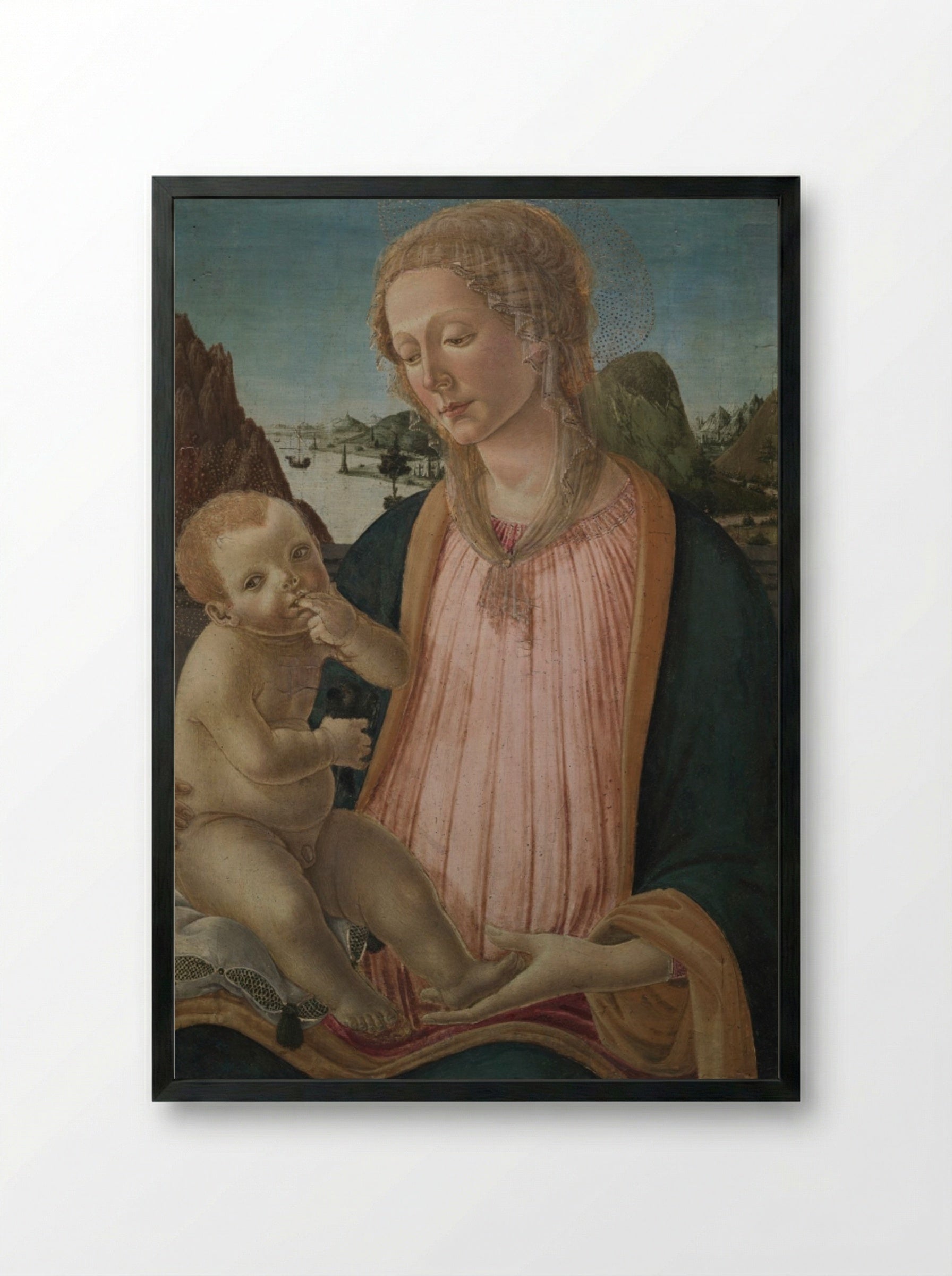 Madonna and Child - Francesco Botticini - Framed Print Black