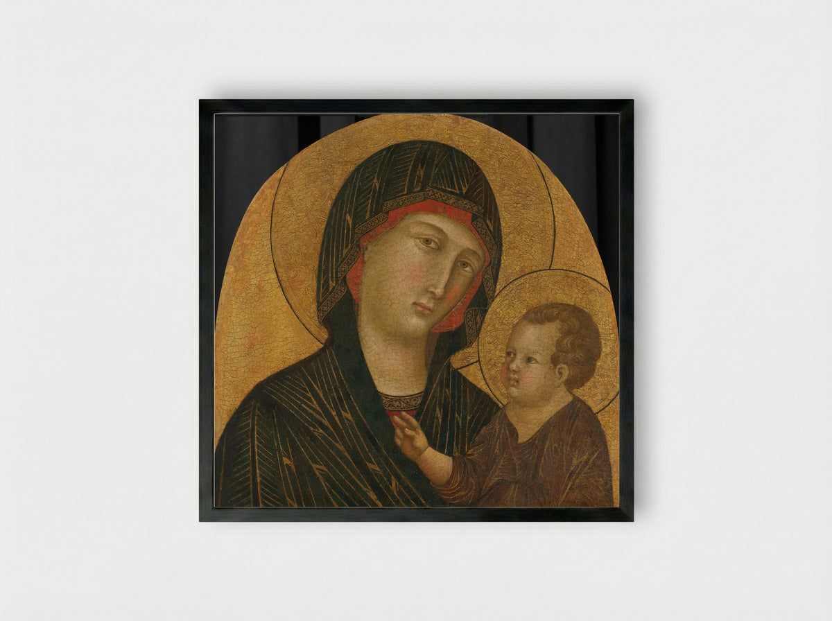 Madonna and Child - Master of Badia a Isola - Framed Print Black